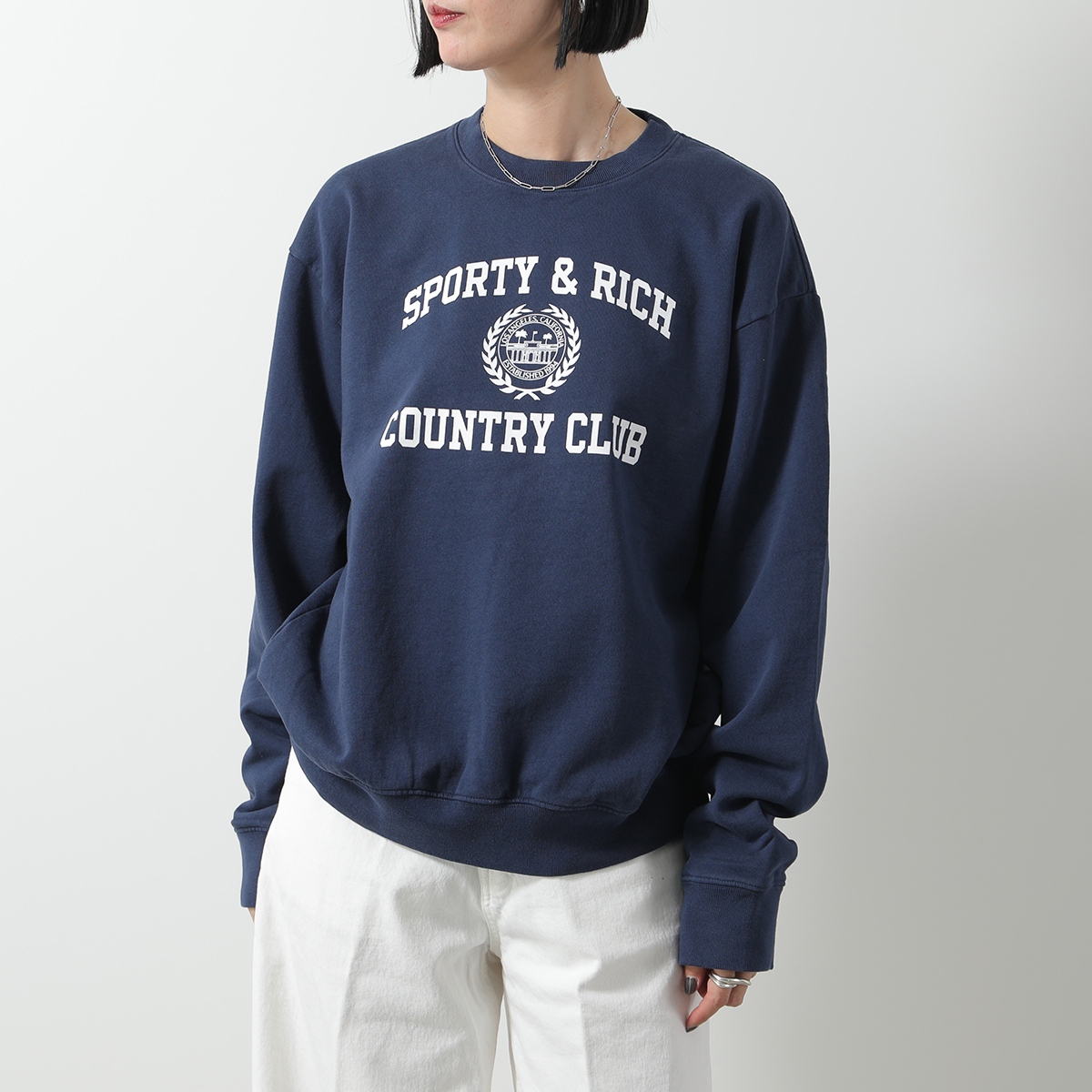 SPORTY＆RICH スポーティアンドリッチ トレーナー CRAW2327 CRAW2355 レディース スウェット 長袖 コットン クルーネック 裏起毛 ロゴ カラー2色 SPORTY&RICH SPORTY＆RICH スポーティアンドリッチ トレーナー