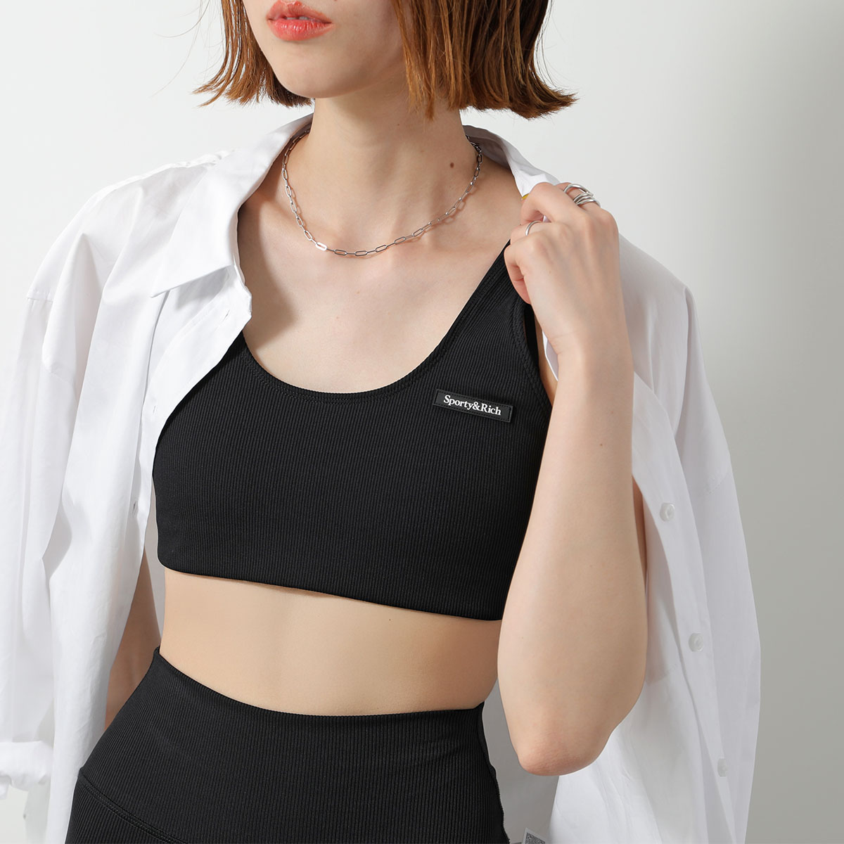 CHANEL ロゴリピート ノースリーブ タンクトップ 伸縮性 黒 34 XS CHANEL ロゴリピート ノースリーブ タンクトップ 伸縮性 黒 34 XS