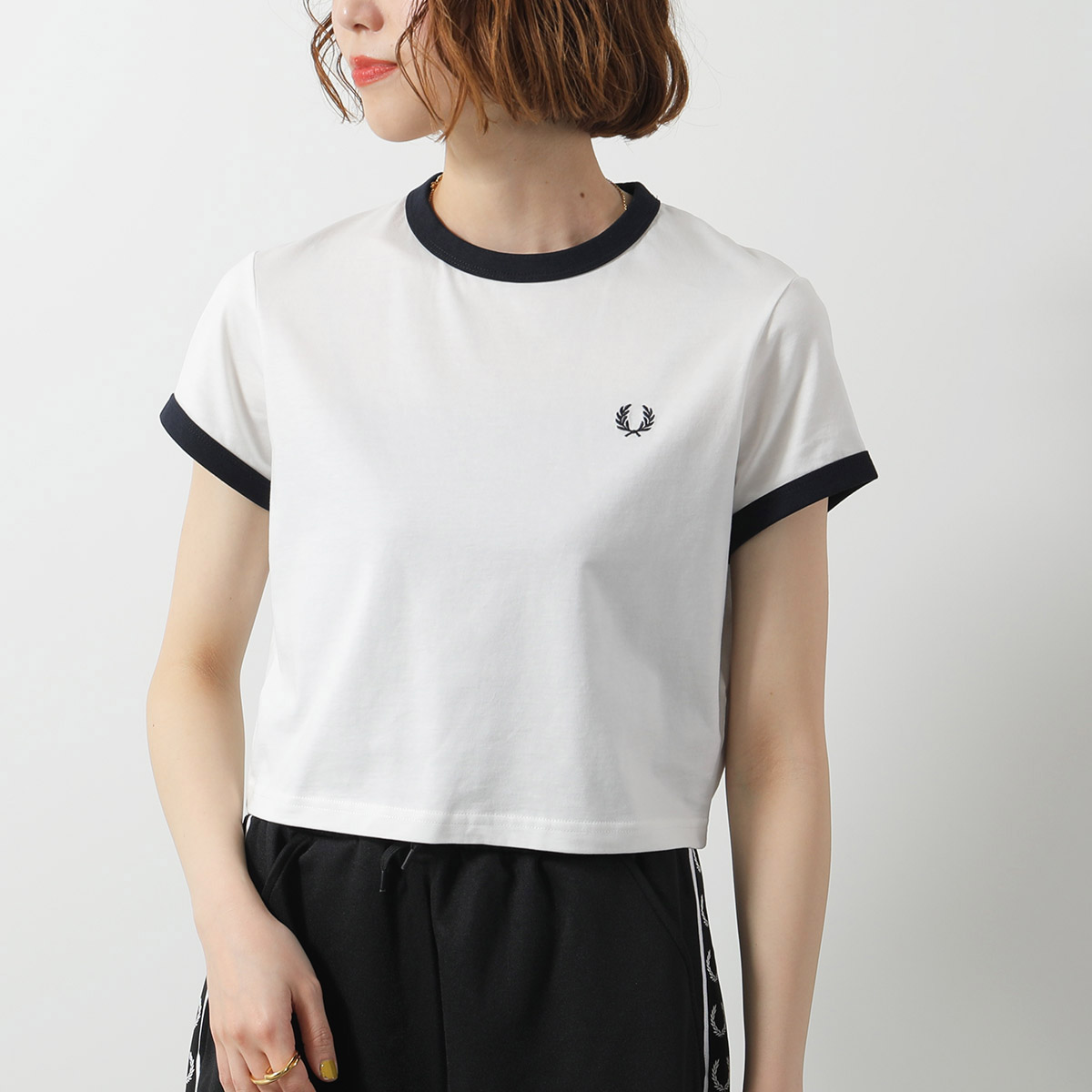 FRED PERRY フレッドペリー Tシャツ CROPPED RINGER T-SHIRT