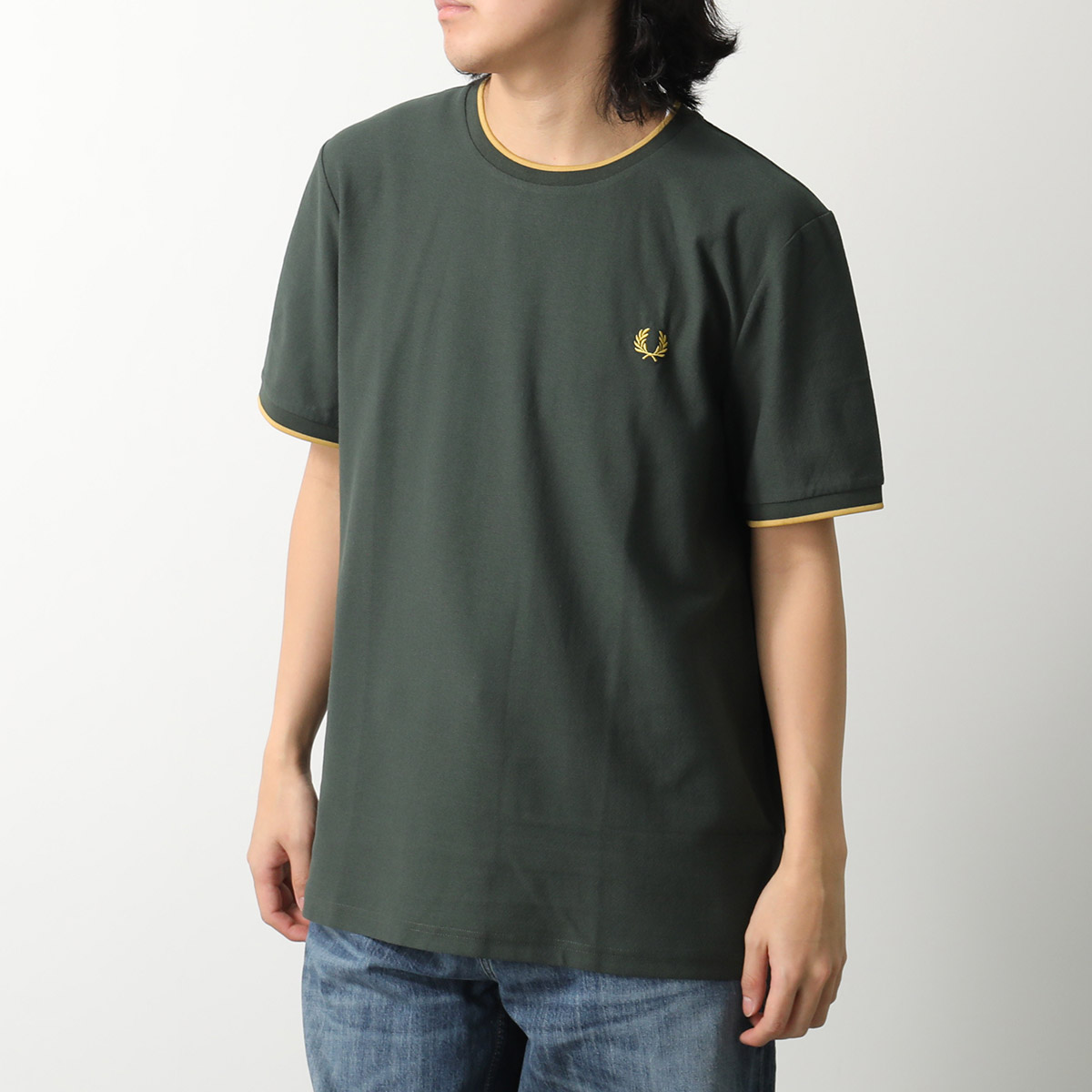 FRED PERRY カットソー FRED PERRY/フレッドペリー] クロップド丈 ランダムリブ