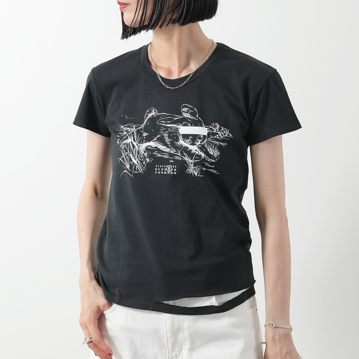 新作】MM6 ロゴTシャツブラック12Y
