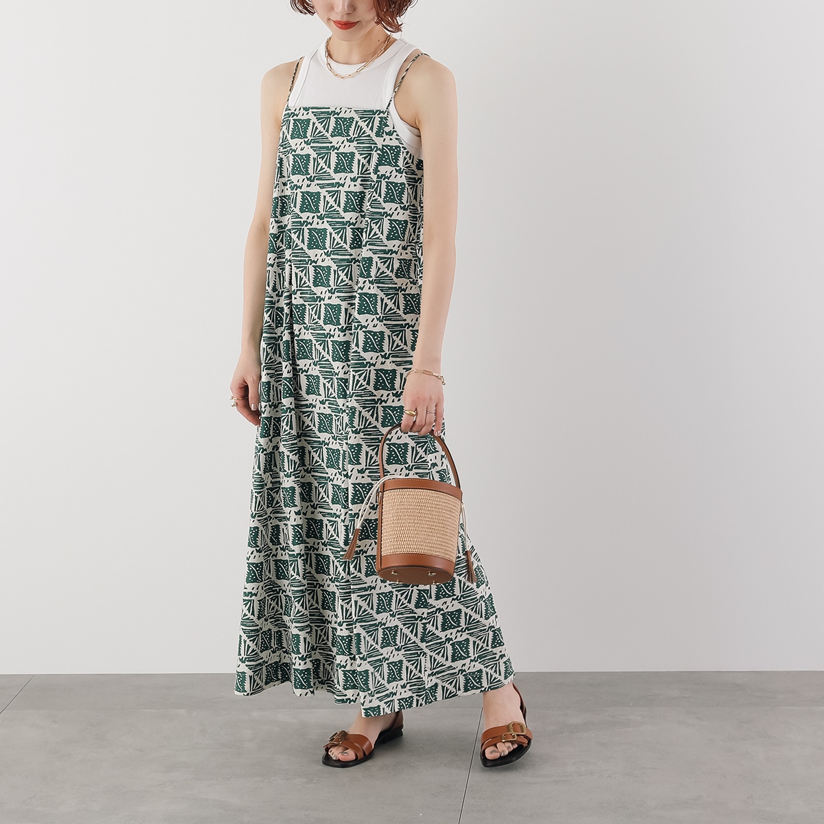 Sara mallika サラマリカ ワンピース Cotton Poplin Print Cami
