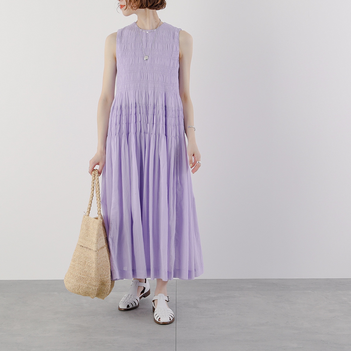 ne Quittez pas ヌキテパ ワンピース Cotton Voile Shirring