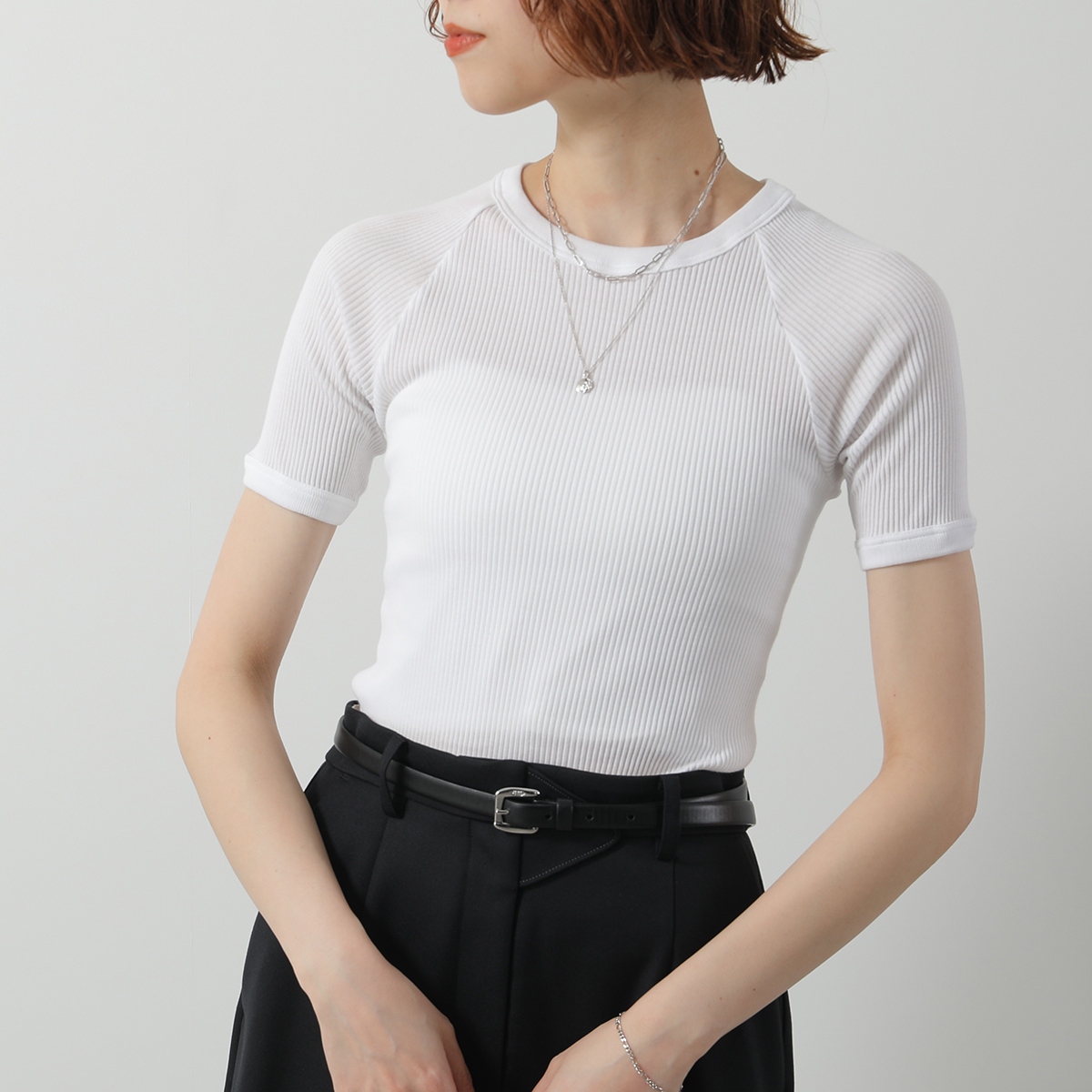 花美ら　Oscalito オスカリート　リブ　トップス　半袖 OSCALITO（オスカリート） 半袖 Tシャツ 7163 レディース コットン