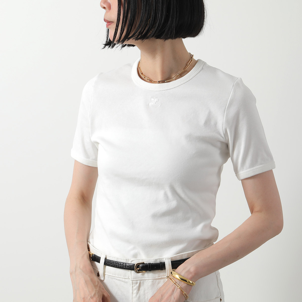 大注目 Courreges サイドカットアウトTシャツの クレージュ