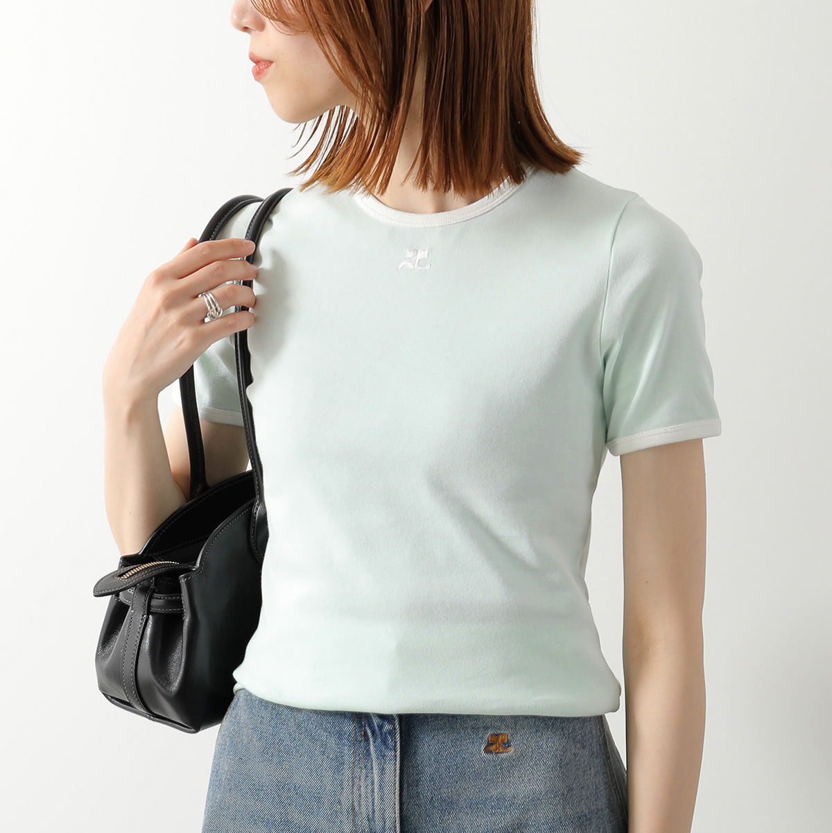 courrèges 21 クレージュ Tシャツ 黒 ラメ 半袖 courreges（クレージュ） Tシャツ SIGNATURE CONTRAST T-SHIRT