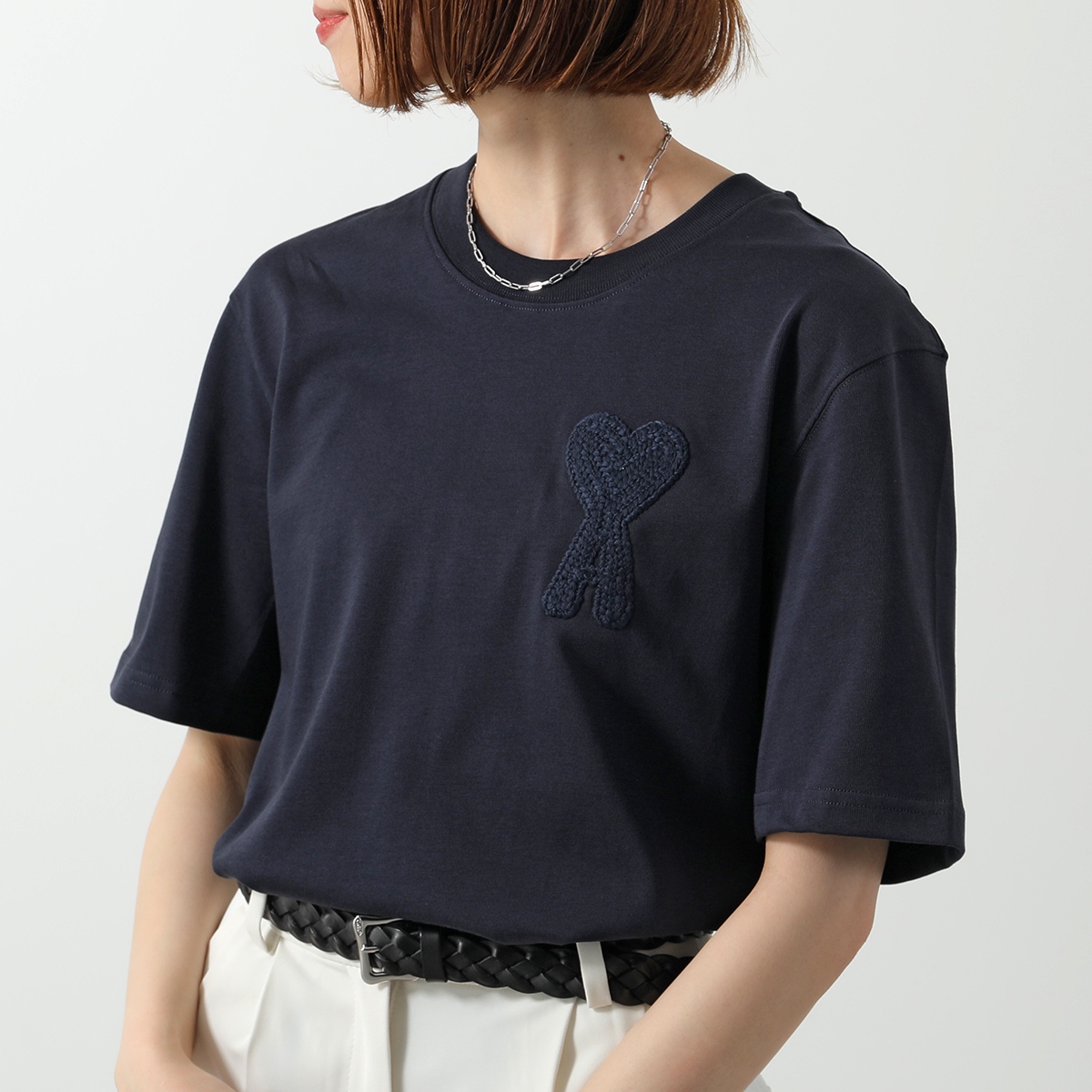 その他 AMI PARIS FTS055.726 WHITE CREAM Ami de Coeur Patch T-shirt | AMI PARIS