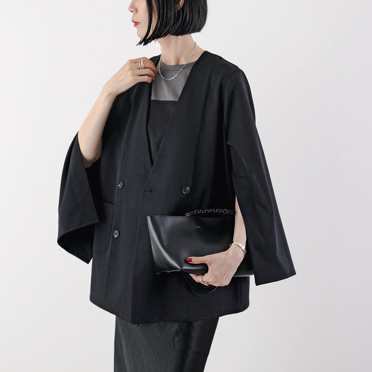 MONiLE ジャケット 002751 ダブルブレスト スリット MONiLE モニーレ ジャケット 002751 レディース ダブルブレスト
