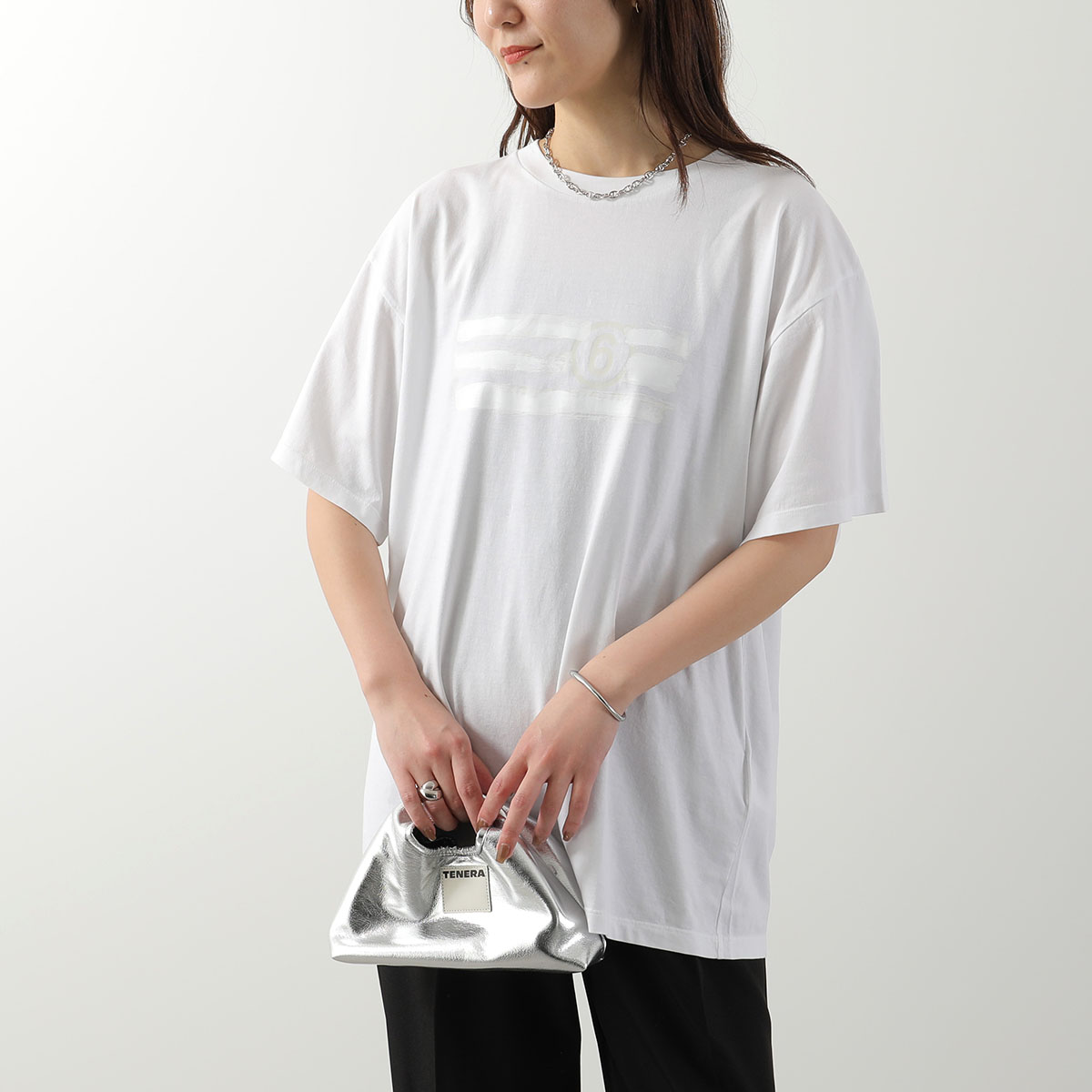 【新品】 MM6　半袖Tシャツ　レディース　クルーネック　ホワイト　サイズS MM6 エムエムシックス メゾンマルジェラ Maison Margiela Tシャツ
