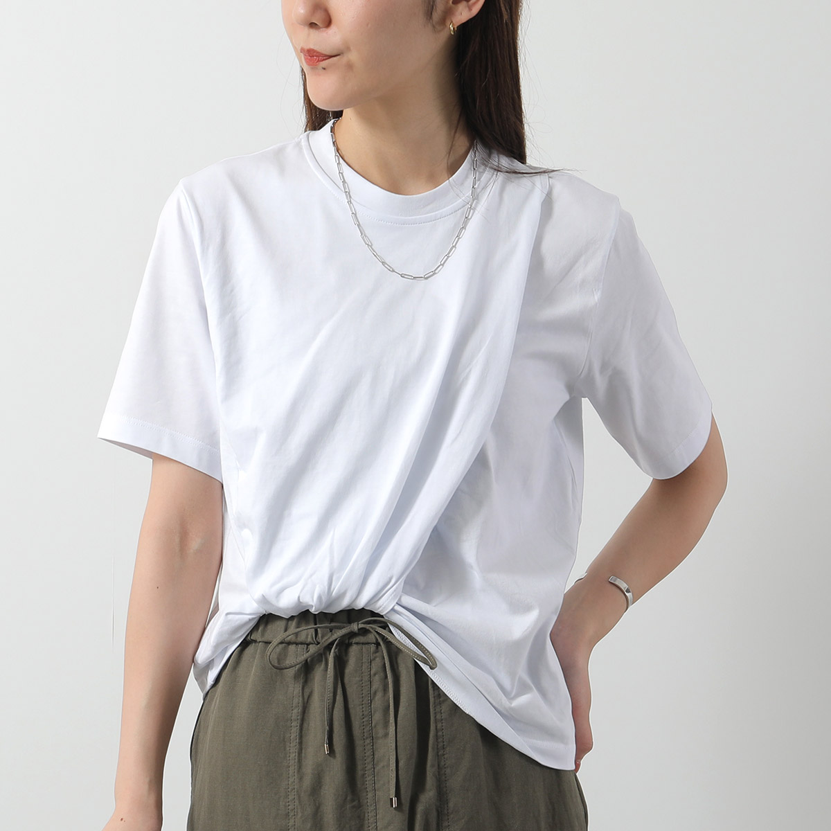 MSGM エムエスジーエム Tシャツ MDM114 257002 レディース 半袖 カットソー コットン ドレープ クルーネック ロゴラベル リラックスフィット カラー2色 MSGM エムエスジーエム Tシャツ MDM114 257002 レディース 半袖