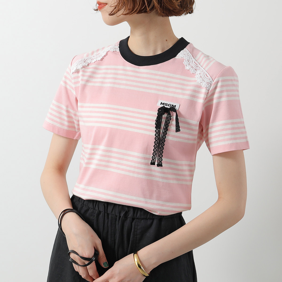 MSGM   レース付きTシャツ 新品未使用 MSGM 黒 レース付きTシャツ 9歳 10歳 11歳 120 130 140 - メルカリ
