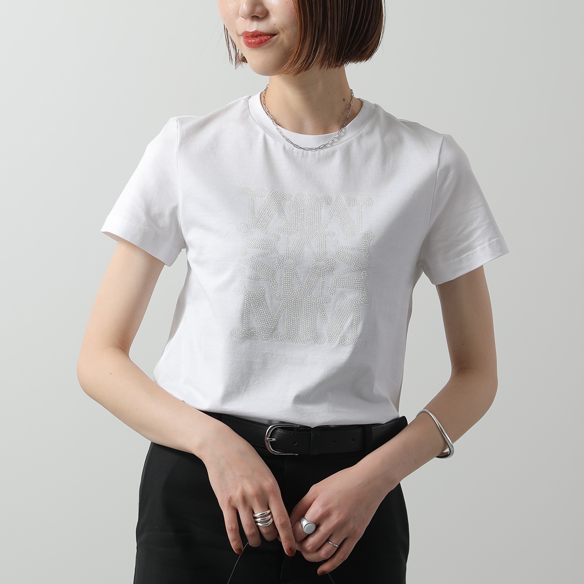 マックスマーラ Tシャツ カットソー 半袖 ロゴ刺繍 ホワイト Max Mara（マックスマーラ） Tシャツ GIOVANE ジオヴァニ レディース