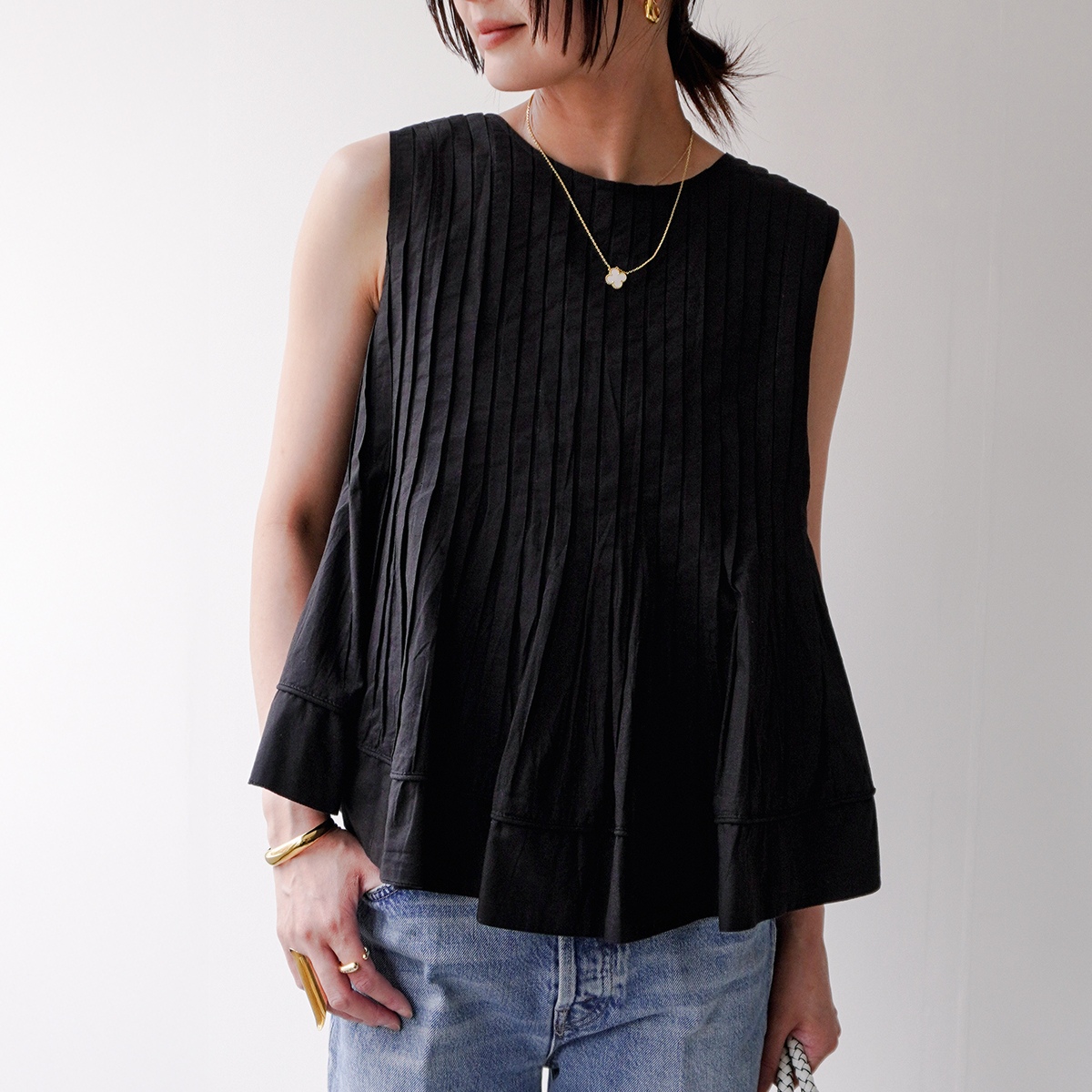 MICA&DEAL マイカ＆ディール ブラウス no sleeve tuck blouse 0125201127 レディース タック コットン ノースリーブ カラー2色 MICA&DEAL マイカ＆ディール ブラウス no sleeve tuck blouse