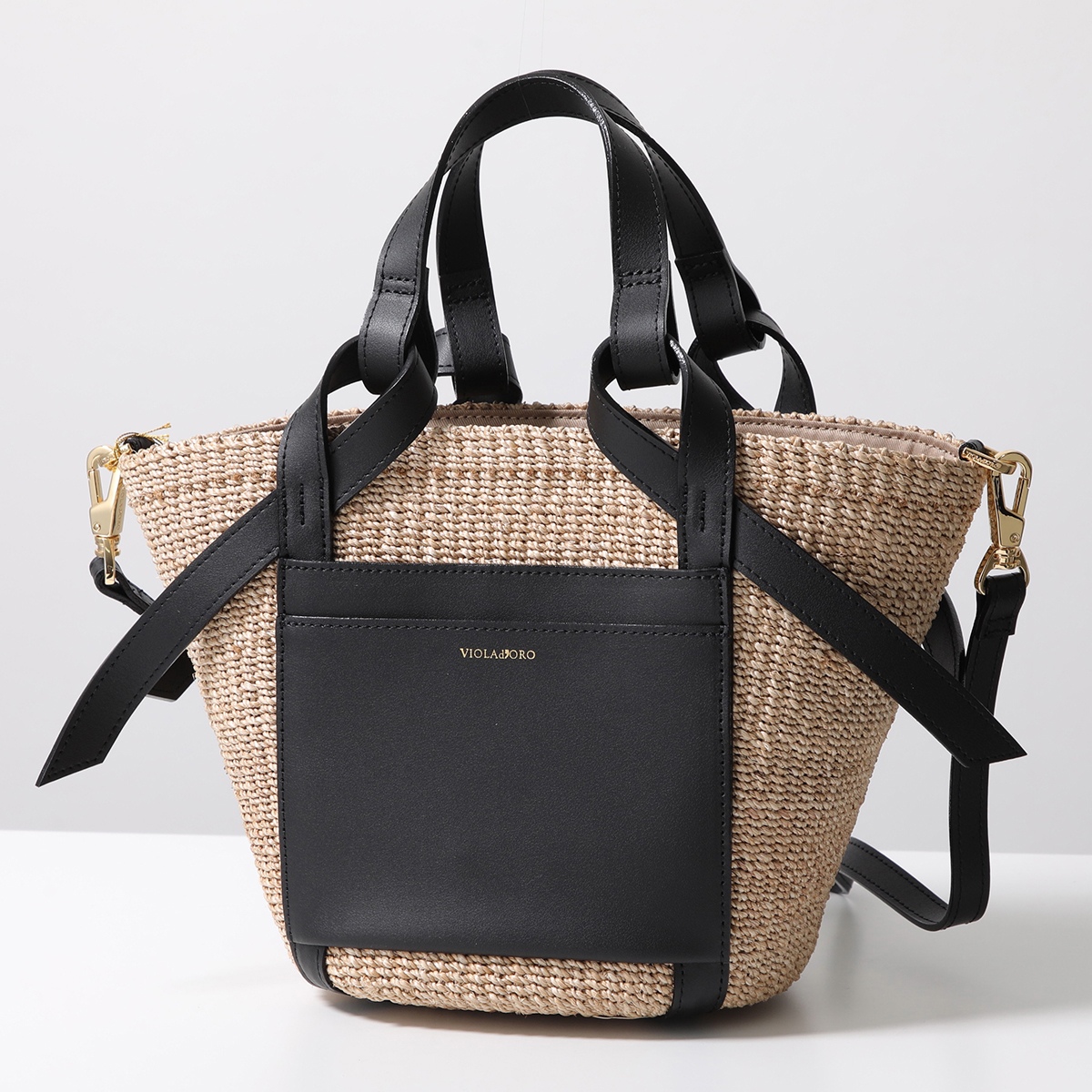 美品 ✨ヴィオラドーロ アバカ 2way ショルダーバッグ ハンドバッグ VIOLAd'ORO (ヴィオラドーロ) アバカ製 2WAYレザーポケット