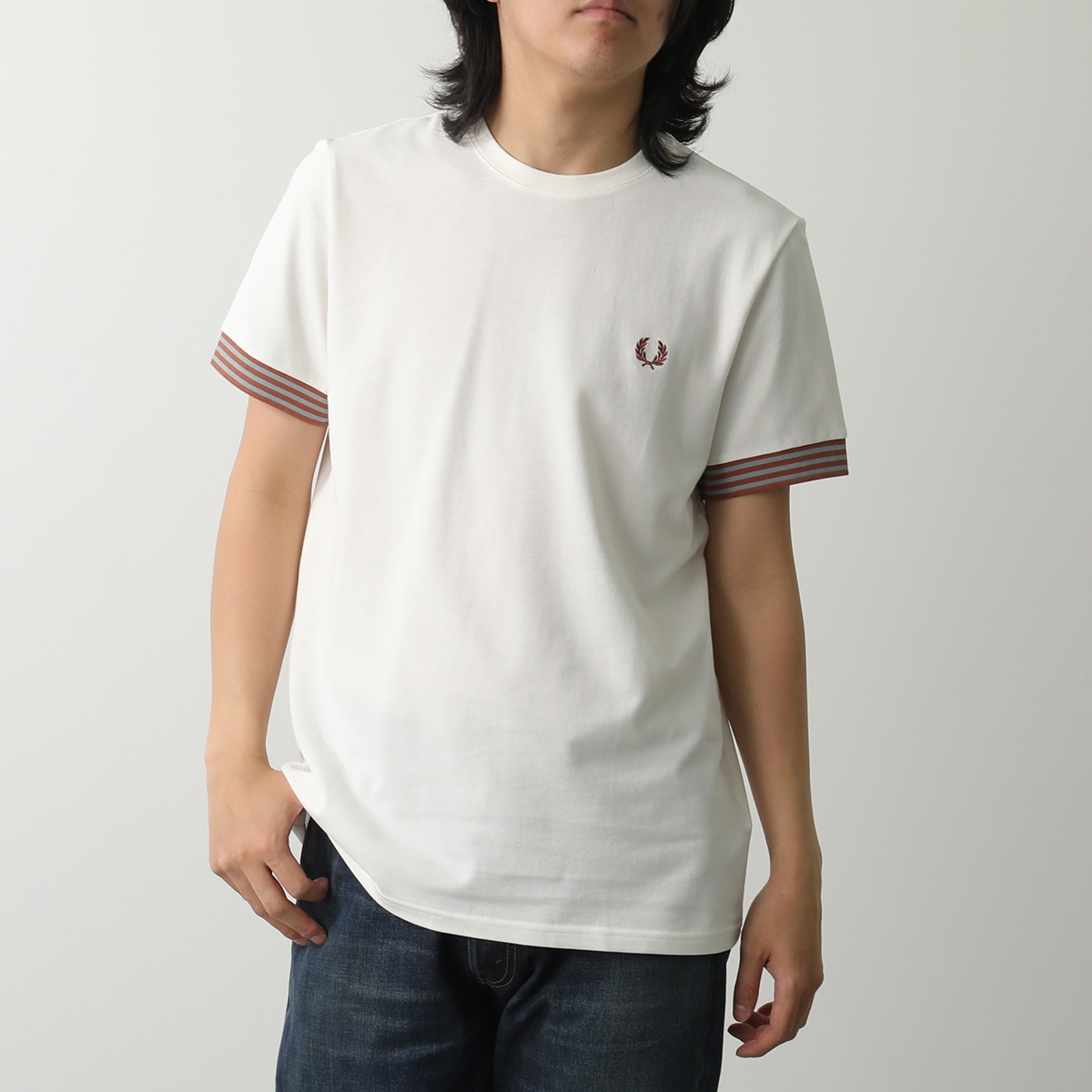 FRED PERRY フレッドペリー 刺繍ロゴ 鹿の子 Tシャツ ホワイト XL FINEBOYS 9月号掲載】[FRED PERRY/フレッドペリー] 別注 ワン