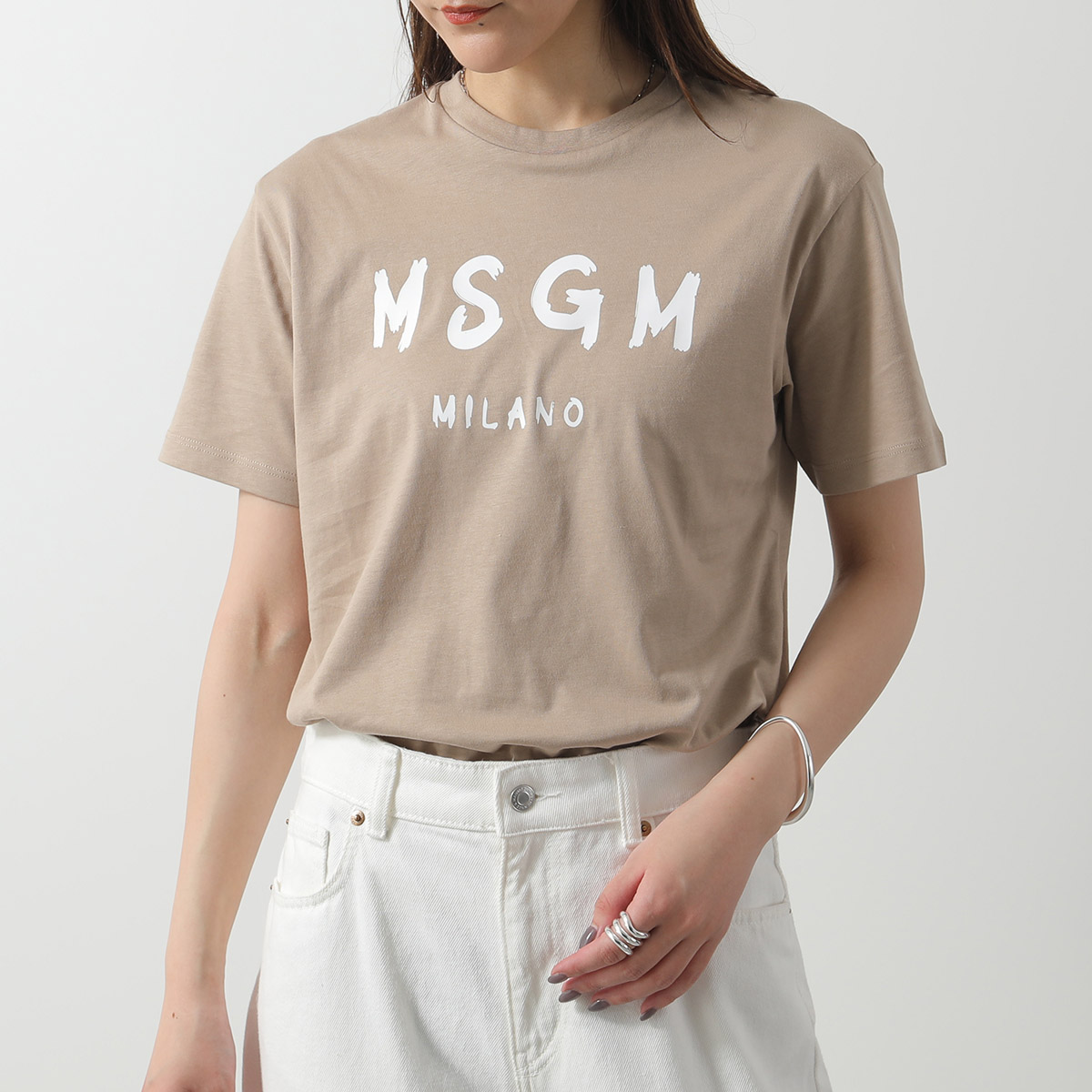 MSGM MSGM クラフィック フリント クルネック Tシャツ MSGM KIDS tシャツ CAT グラフィック クロップドTシャツ キッズ