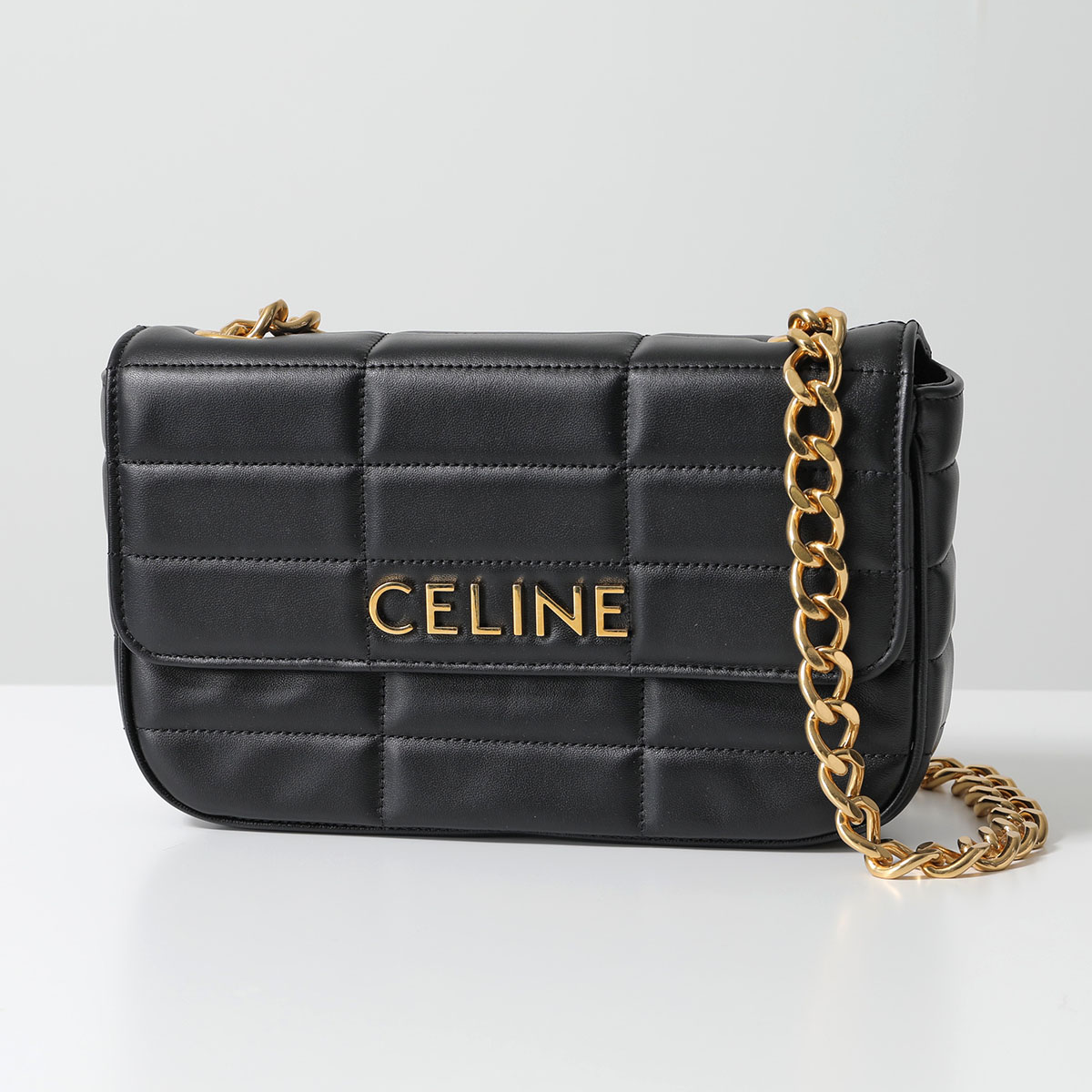 CELINE ショルダーバッグ トリオンフ ブラック レザー キルティング