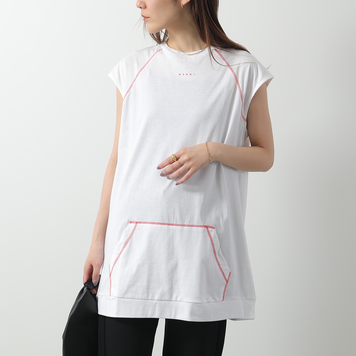 MARNI KIDS マルニ キッズ Tシャツ M01356 M00RF レディース ガールズ ノースリーブ チュニック ちびロゴ クルーネック ポケット付 カラー2色 MARNI KIDS マルニ キッズ Tシャツ M01356 M00RF レディース