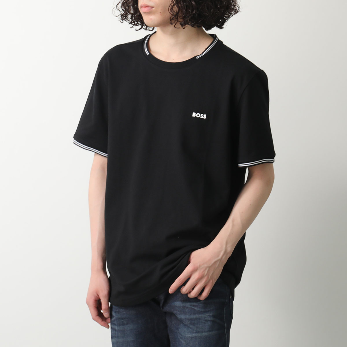 HUGO BOSS* BOSS ボス ロゴ 半袖クルーネック Tシャツ ブラック HUGO BOSS (ヒューゴボス) BOSSロゴ クルーネック 半袖 Tシャツ