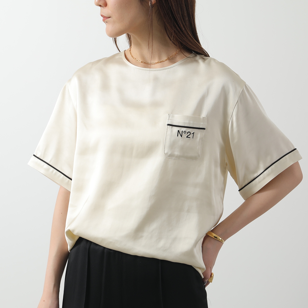 「N21 numero ventuno」 半袖ブラウス S ベージュ レディース N°21 「N21 numero ventuno」 半袖ブラウス S ベージュ