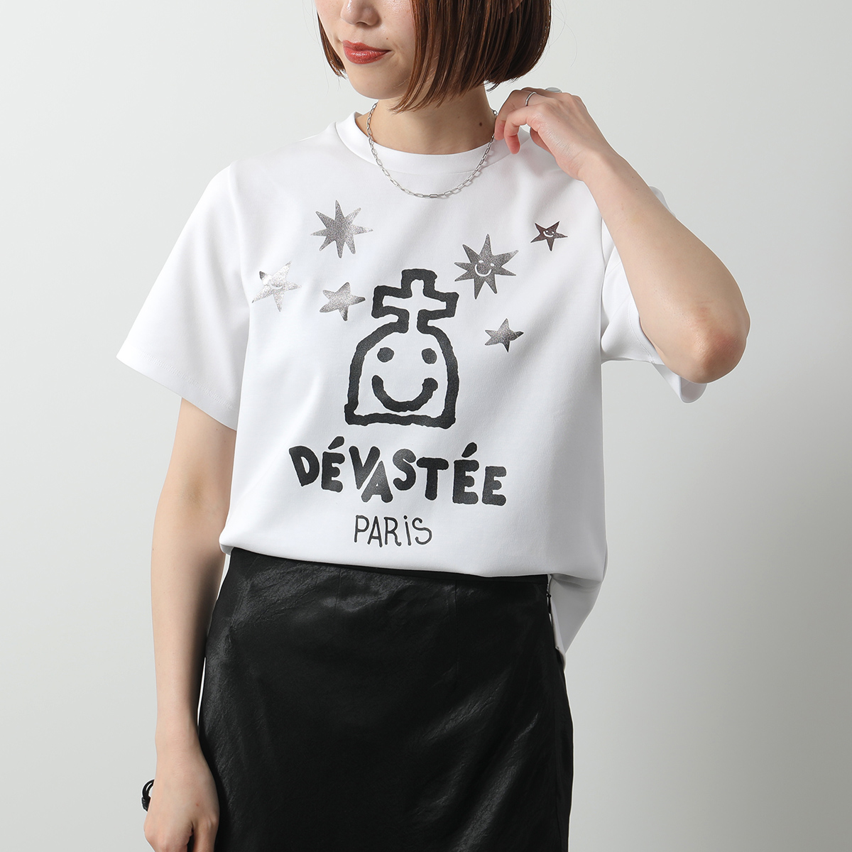 DEVASTEE デヴァステ Tシャツ R3SMTP020 レディース 半袖 カットソー ストレッチコットン アイコンロゴプリント クルーネック ロゴT カラー2色 DEVASTEE デヴァステ Tシャツ R3SMTP020 レディース 半袖