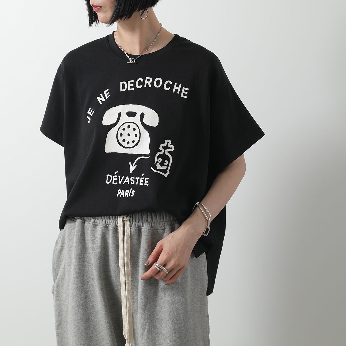 DEVASTEE デヴァステ Tシャツ R3FWTP015 レディース 半袖 カットソー ストレッチコットン 電話 ロゴプリント クルーネック ロゴT カラー2色 DEVASTEE デヴァステ Tシャツ R3FWTP015 レディース 半袖
