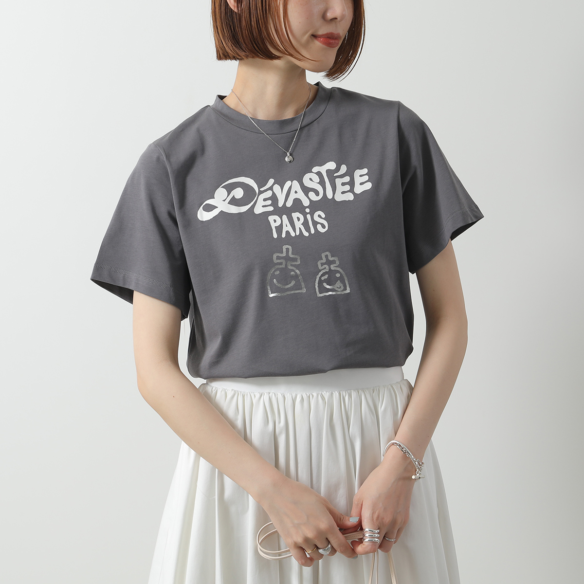 DEVASTEE デヴァステ Tシャツ R3FWTP018 レディース 半袖 カットソー コットン ロゴプリント クルーネック ロゴT カラー3色 DEVASTEE デヴァステ Tシャツ R3FWTP018 レディース 半袖