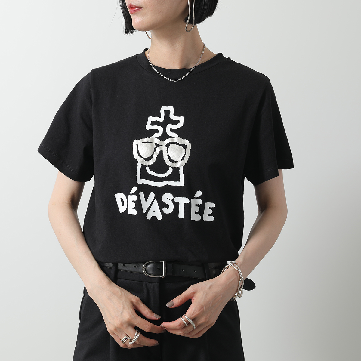 DEVASTEE デヴァステ Tシャツ R3SMTP020 レディース 半袖 カットソー ストレッチコットン アイコンロゴプリント クルーネック ロゴT カラー2色 DEVASTEE デヴァステ Tシャツ R3SMTP020 レディース 半袖