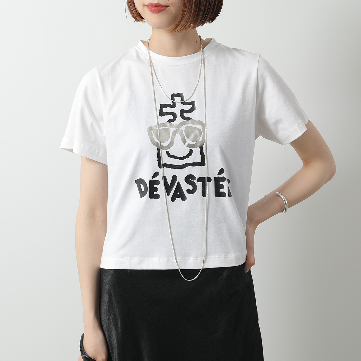 DEVASTEE デヴァステ Tシャツ R3SMTP020 レディース 半袖 カットソー ストレッチコットン アイコンロゴプリント クルーネック ロゴT カラー2色 DEVASTEE デヴァステ Tシャツ R3SMTP020 レディース 半袖