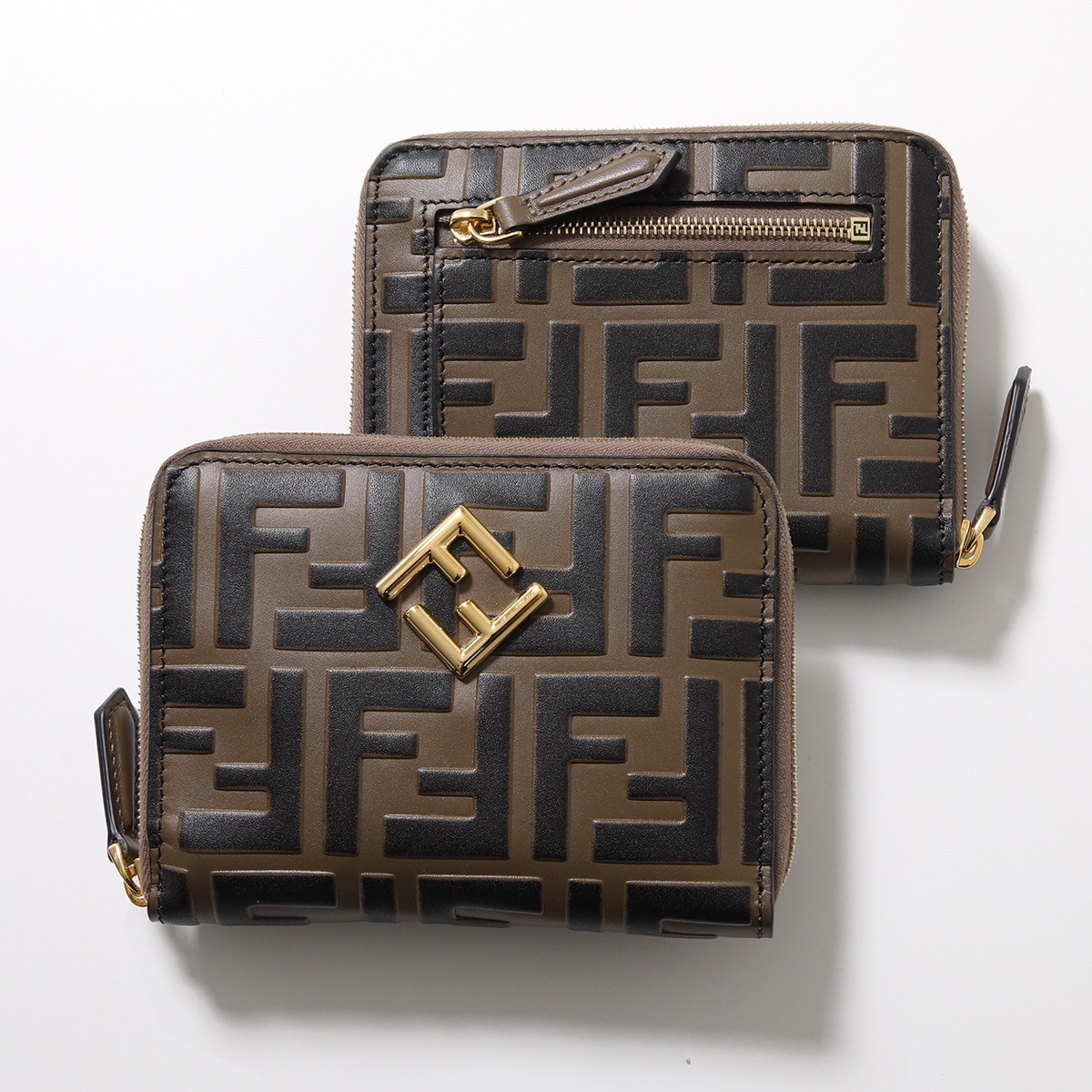 コインケース付き二つ折り財布 ファブリック ブラウン | Fendi