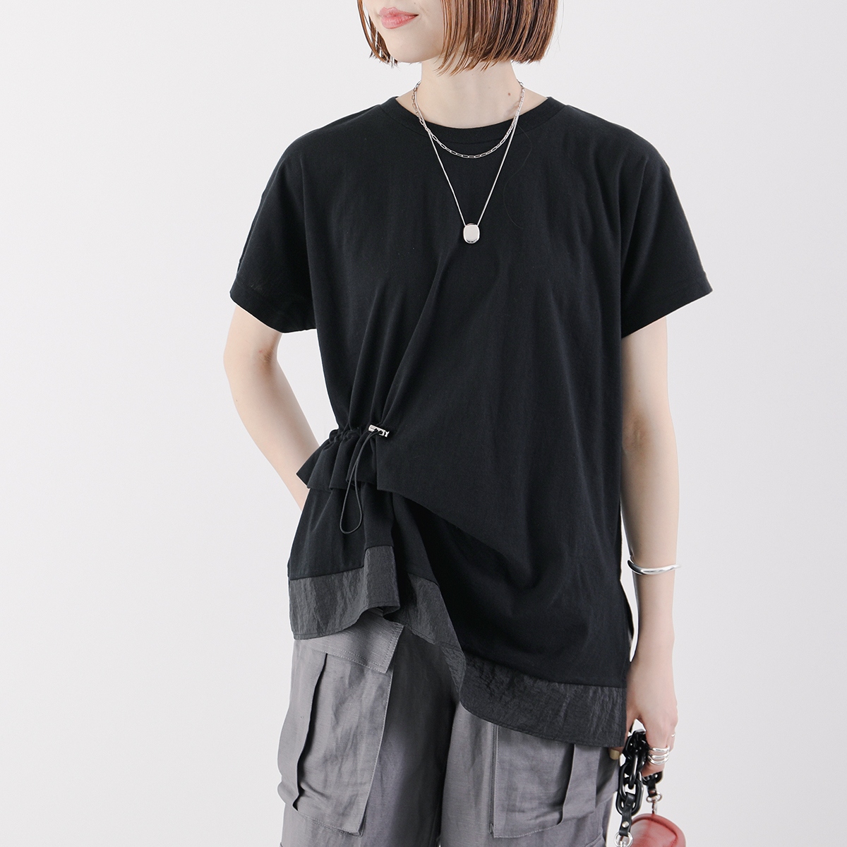 ↓未使用MARECHALTERRE(マルシャルテル）サイドフレア裾リブカットソー ↓未使用MARECHALTERRE(マルシャルテル）サイドフレア裾リブ