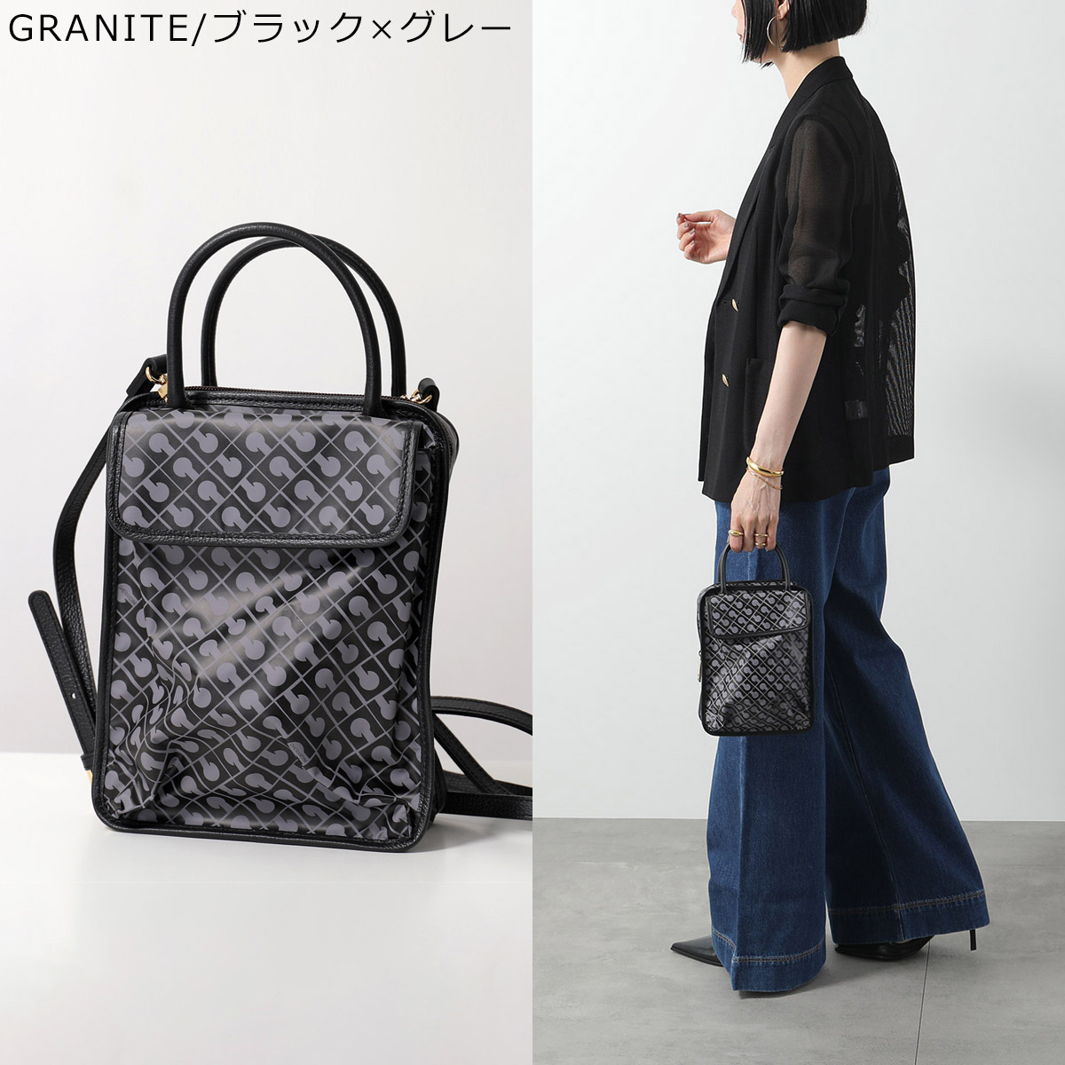 良品】GHERARDINI ソフティ ハンドバッグ ロゴグラム ナイロン