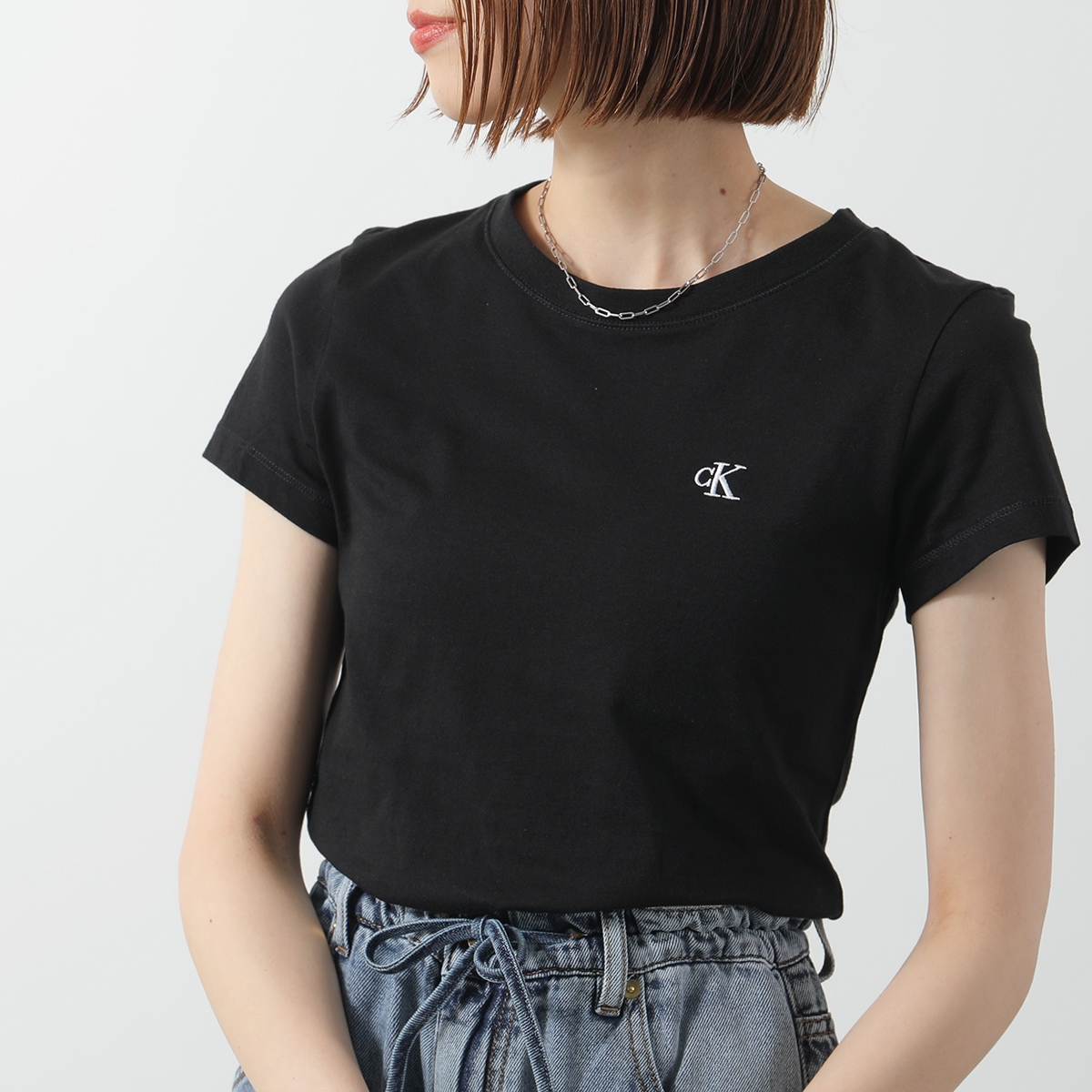   カルバンクライン 半袖 Tシャツ J20J212883 レディース コットン カットソー ロゴ刺繍 ちびロゴT クルーネック カラー2色 Calvin Klein カルバンクライン 半袖 Tシャツ J20J212883