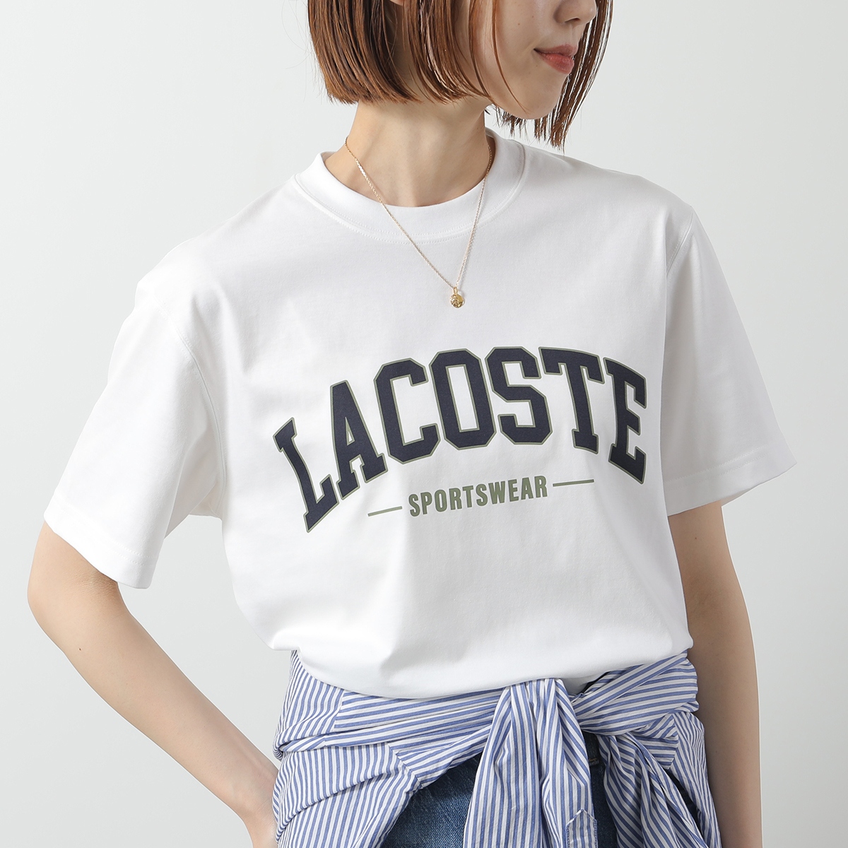 LACOSTE ラコステ Tシャツ TH6565 レディース 半袖 カットソー コットン クルーネック ワニ ロゴ 刺繍 ロゴT カラー3色 LACOSTE ラコステ Tシャツ TH6565 レディース 半袖 カットソー