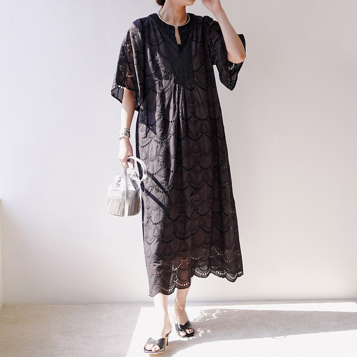 ne Quittez pas ヌキテパ ワンピース Cotton Voile Dot Hemla