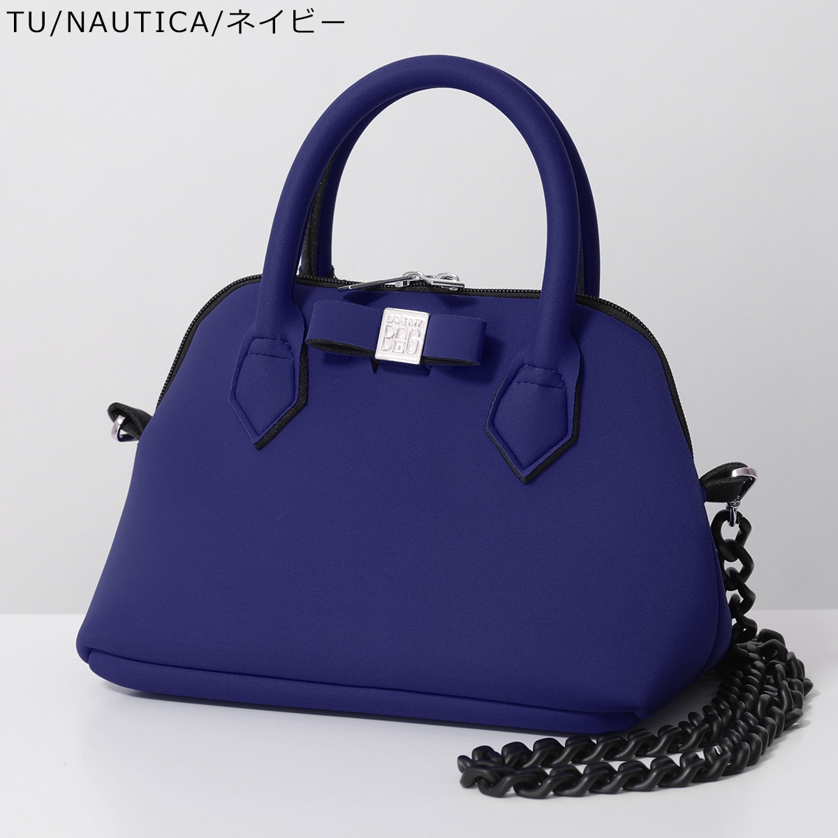 Bluemarineピンクリボンのブラックハンドバッグ Bluemarineピンクリボンのブラックハンドバッグ Blumarine