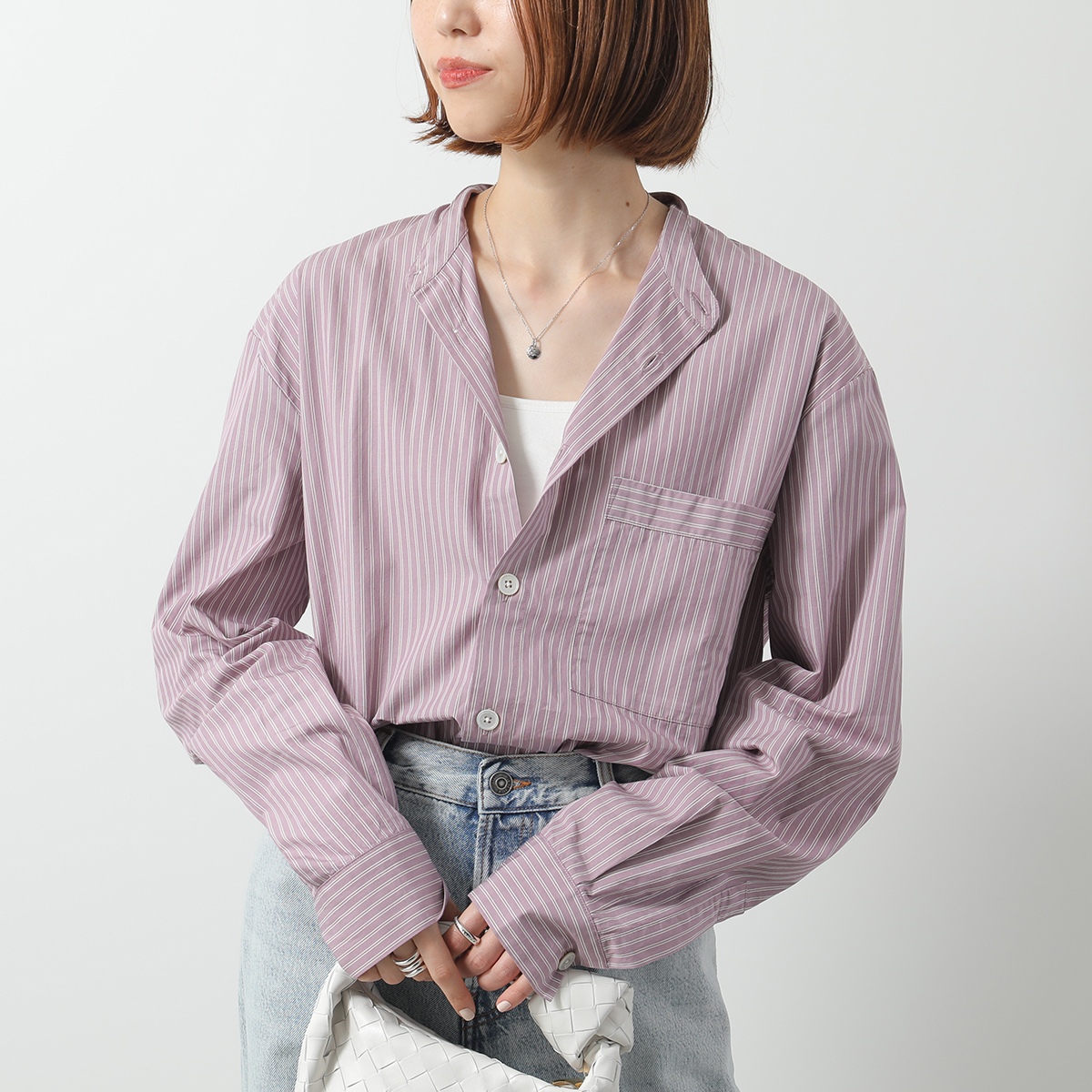 TEKLA × BIRKENSTOCK テクラ ビルケンシュトック コラボ シャツ SWT レディース 長袖 ブラウス ノーカラー ストライプ オーバーサイズ カラー2色 TEKLA × BIRKENSTOCK テクラ ビルケンシュトック コラボ シャツ
