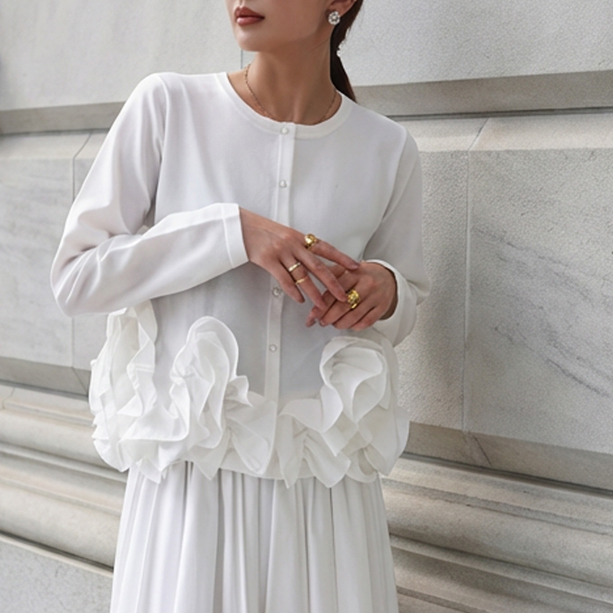 Mewl（ミュール） カーディガン M252-95200 レディース フリル ニット