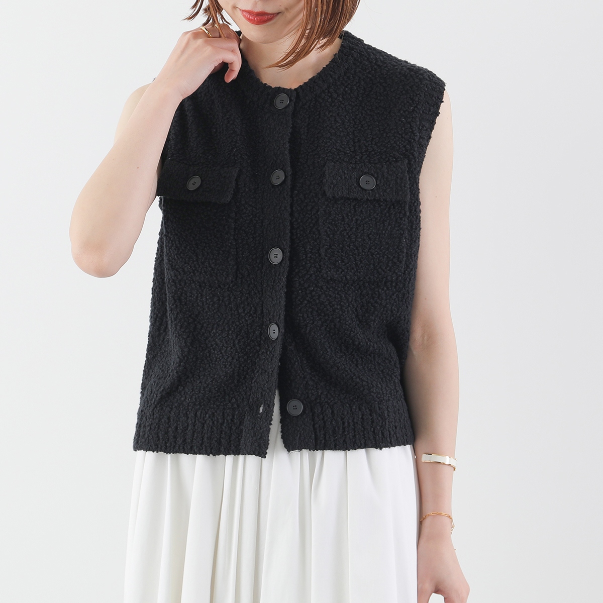 【新品未使用】CLOVE ショートニットベスト CEaRET シーレット ニットベスト 252015 レディース ブークレ ジレ