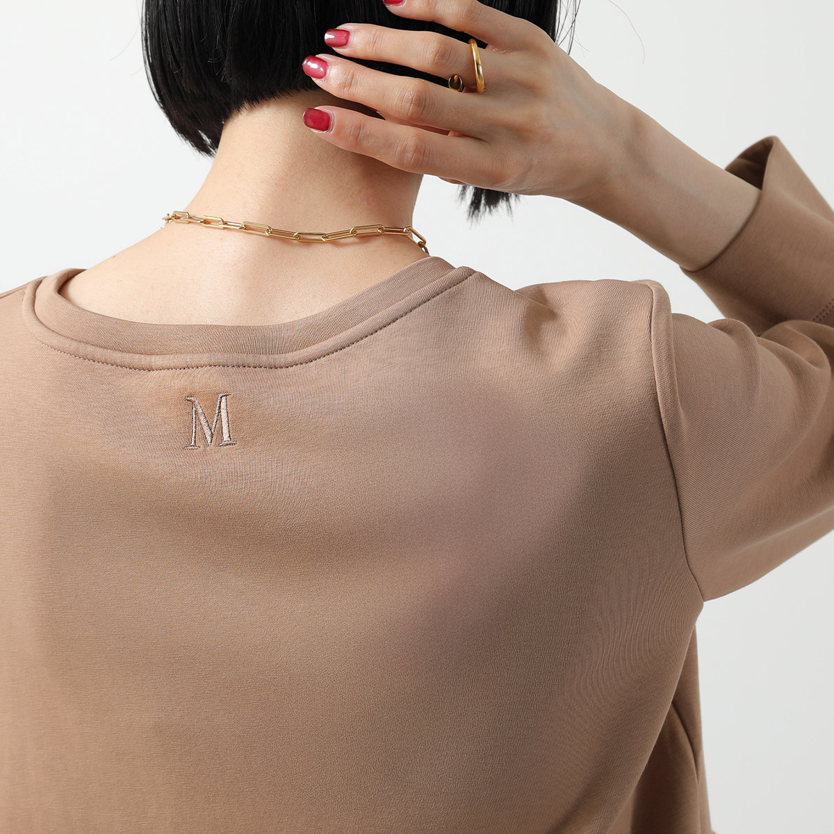 S MAX MARA エス マックスマーラ Tシャツ CABIRIA カビリア レディース スキューバ ジャージー 長袖 八分袖 クルーネック ストレッチ Mロゴ刺繍 カラー2色 S MAXMARA MAX MARA エス マックスマーラ Tシャツ CABIRIA