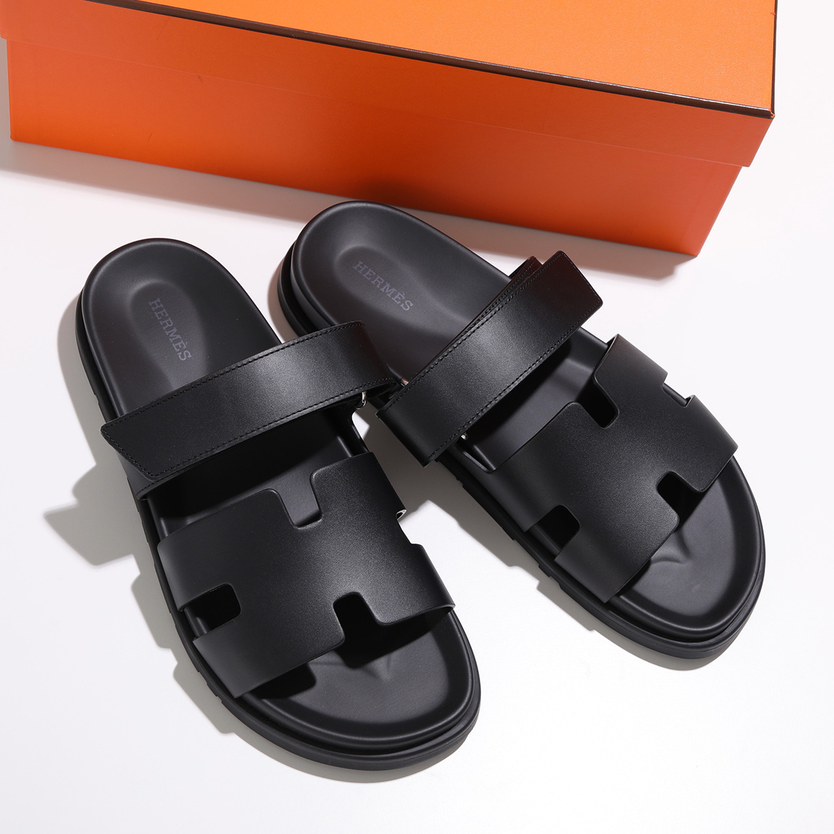 HERMES - エルメス　メンズ　ルームシューズ HERMES 良品 エルメス レザー スリッパ ルームシューズ 39 24cm