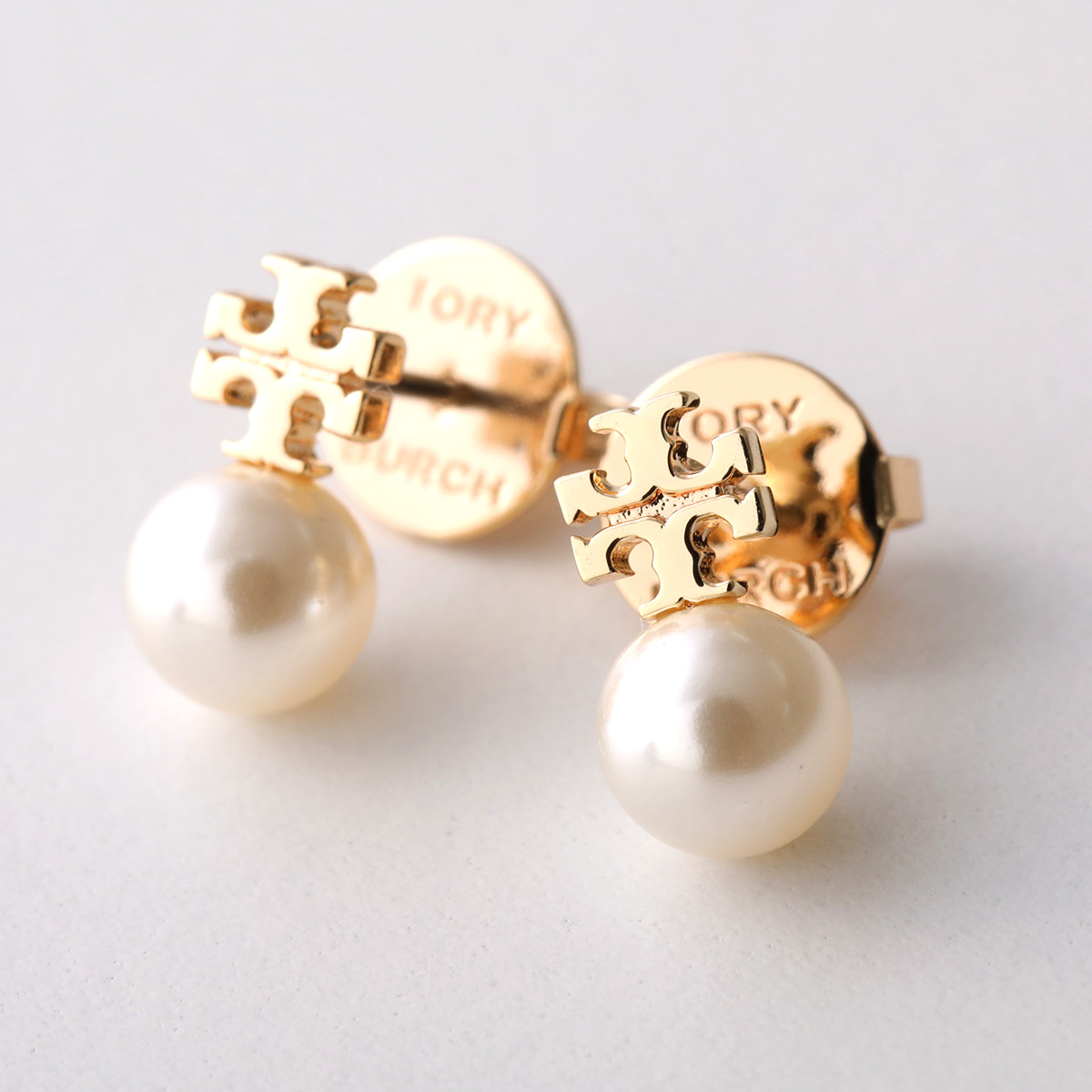 TORY BURCH Pearl Stud ピアス 171100 ダブルT Pearl Stud Earrings: Women's Designer Earrings | Tory Burch