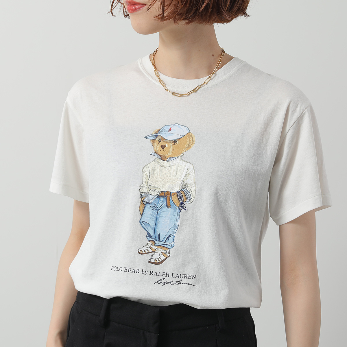 Polo Ralph Lauren ポロラルフローレン Tシャツ 965107 レディース 半袖 カットソー クルーネック コットン ポロベア ロゴT 001/WHITE | POLO RALPH LAUREN | 01