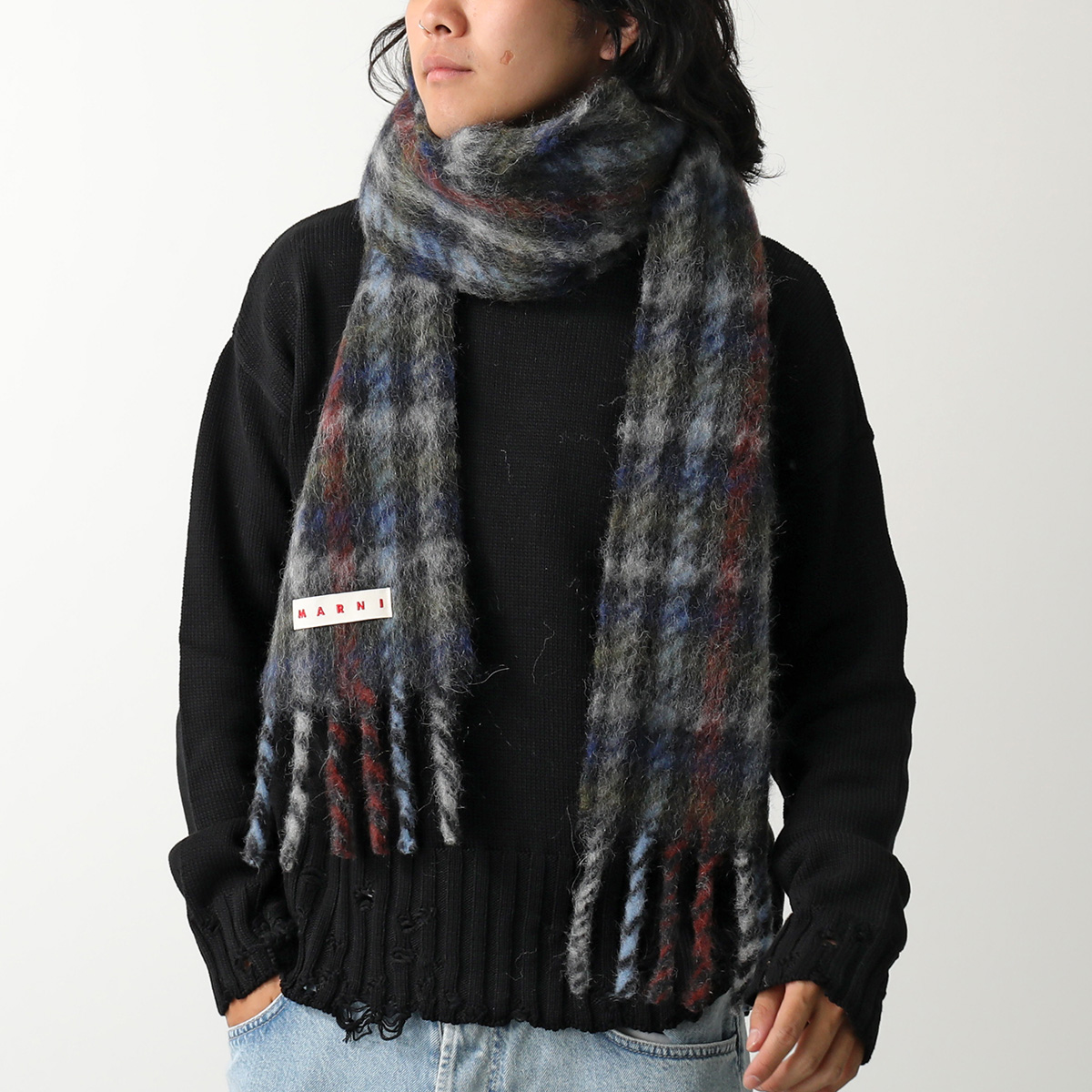 COS チェック柄マフラー モヘア OVERSIZED CHECK SCARF オーバーサイズモヘアマフラー｜COS コス