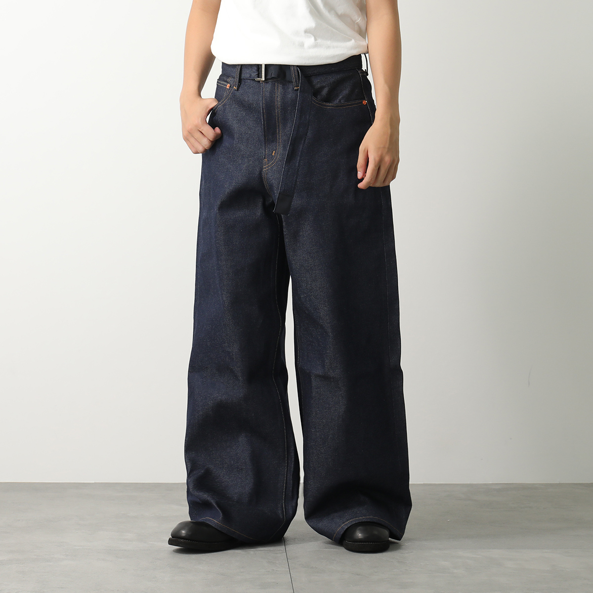 sacai サカイ パンツ デニム 装飾ベルト付き Lサイズ相当 ブラック MEN DENIM | sacai Official Store サカイ オフィシャル
