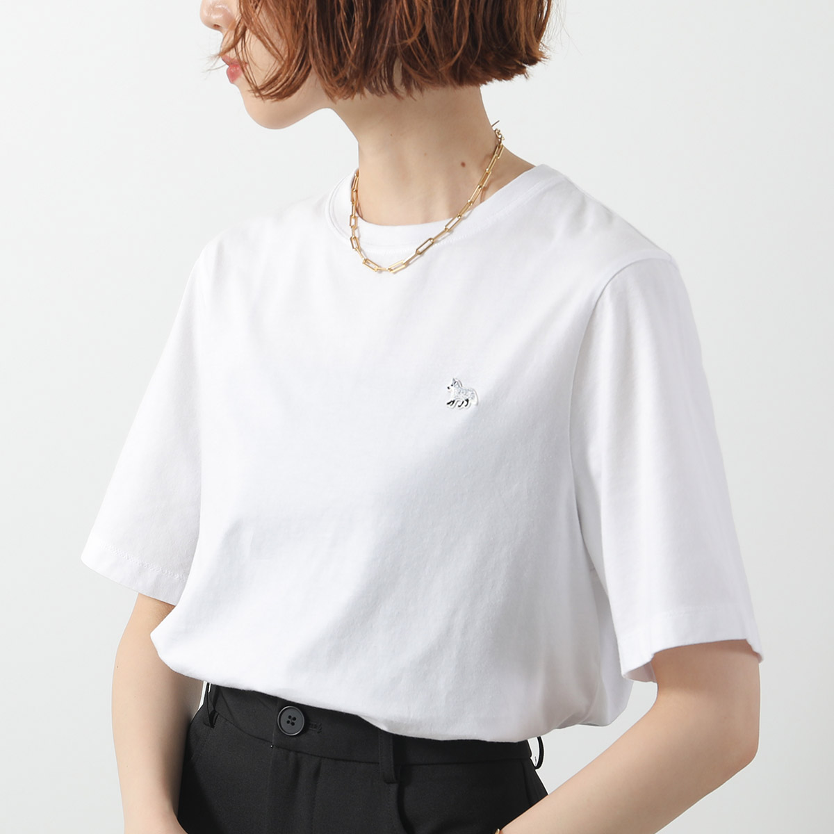 MAISON KITSUNE レディース 半袖Tシャツ OW00130KJ0008 P100 MAISON KITSUNE メゾンキツネ Tシャツ OW00130KJ0008 レディース