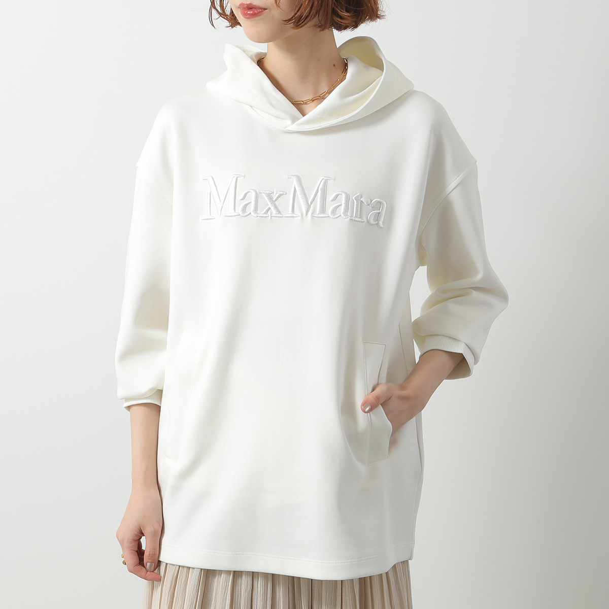 【美品】マックスマーラ 'S MAX MARA フーディ パーカー ロゴ刺繍 S MAXMARA MAX MARA エス マックスマーラ パーカー VISIERA
