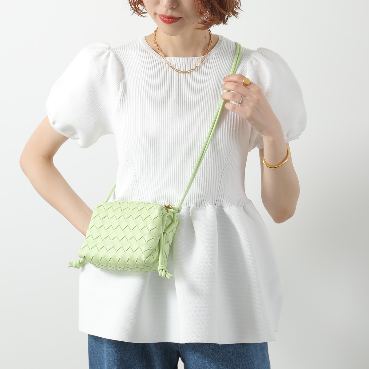 直営店 BOTTEGA VENETA ボッテガ ミニループ 723547V1G11 BOTTEGA VENETA: Mini Loop bag in woven leather - Pink