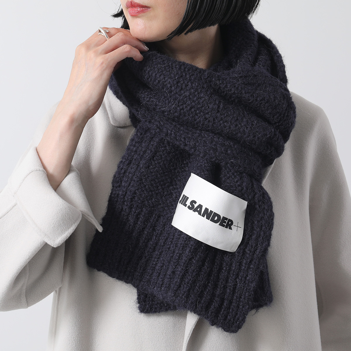 JIL SANDER ストール マフラー カシミヤ混 ブラック JIL SANDER SANDER+ ジルサンダー プラス マフラー J40ZZ0163
