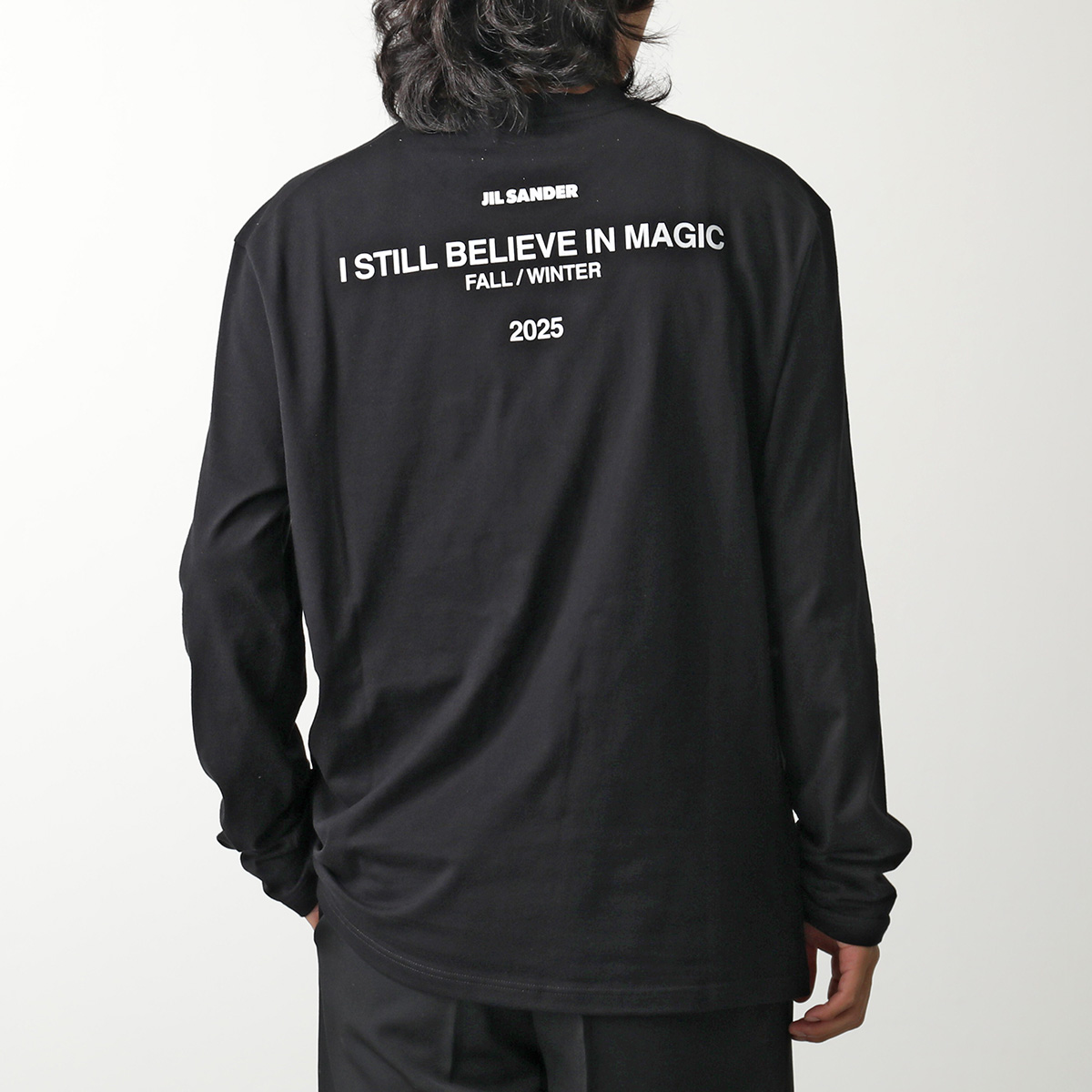 86 JIL SANDER 長袖 Tシャツ ブラック JIL SANDER ジルサンダー Tシャツ 長袖 ロンT クルーネック 丸首